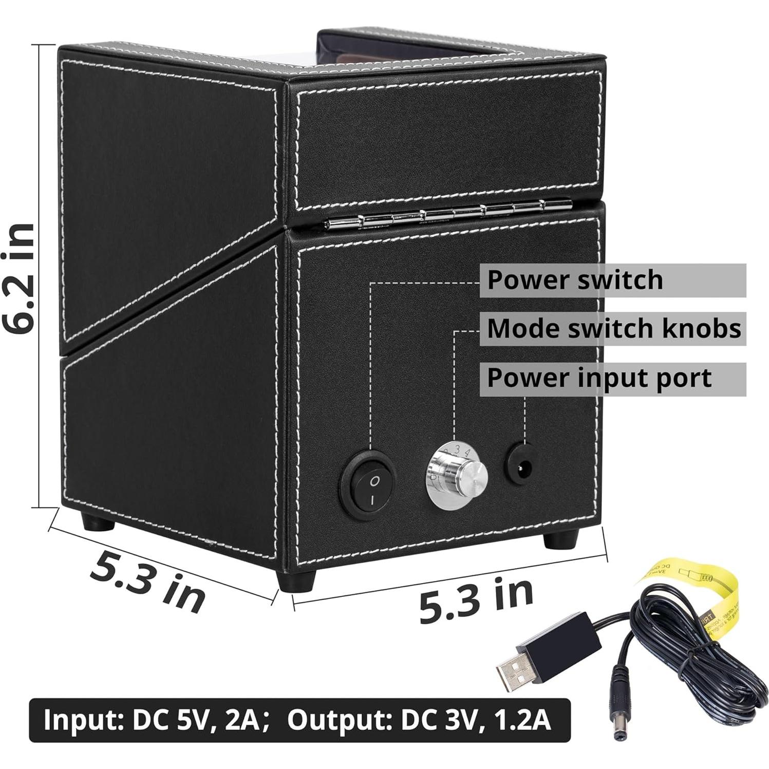 Enrollador de Relojes Automáticos DOOMOOK Individual Negro con Motor Silencioso