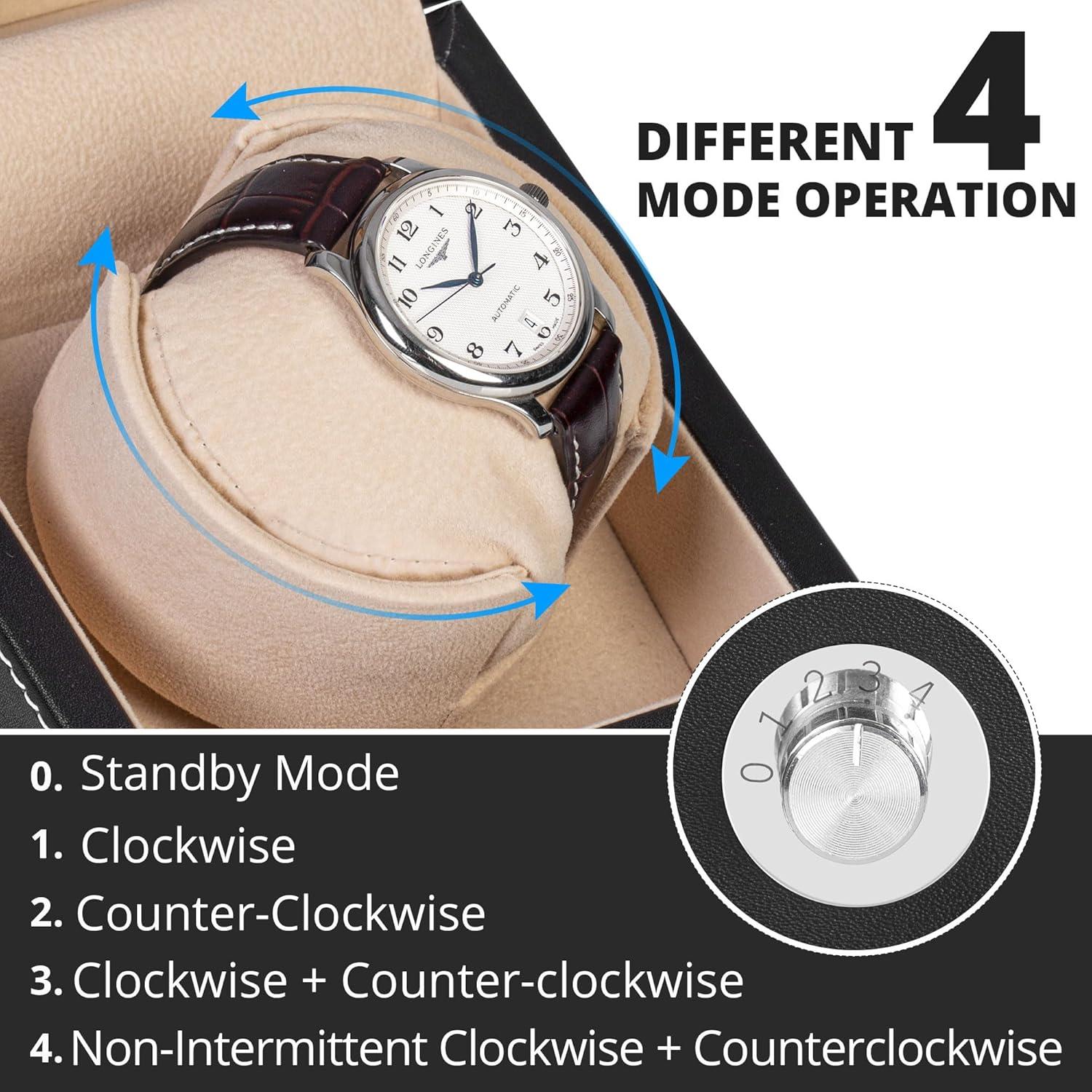 Enrollador de Relojes Automáticos DOOMOOK Individual Negro con Motor Silencioso