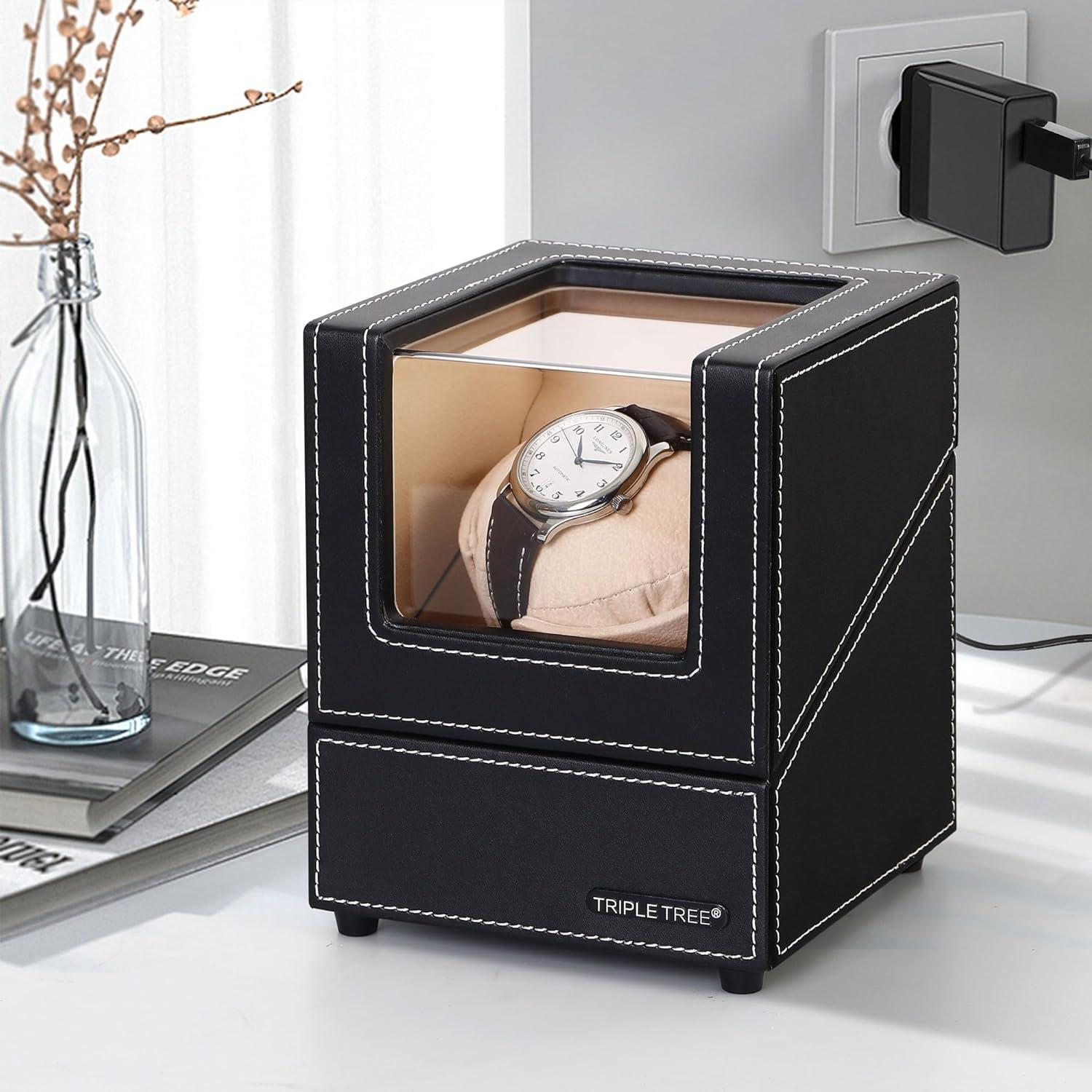 Enrollador de Relojes Automáticos DOOMOOK Individual Negro con Motor Silencioso