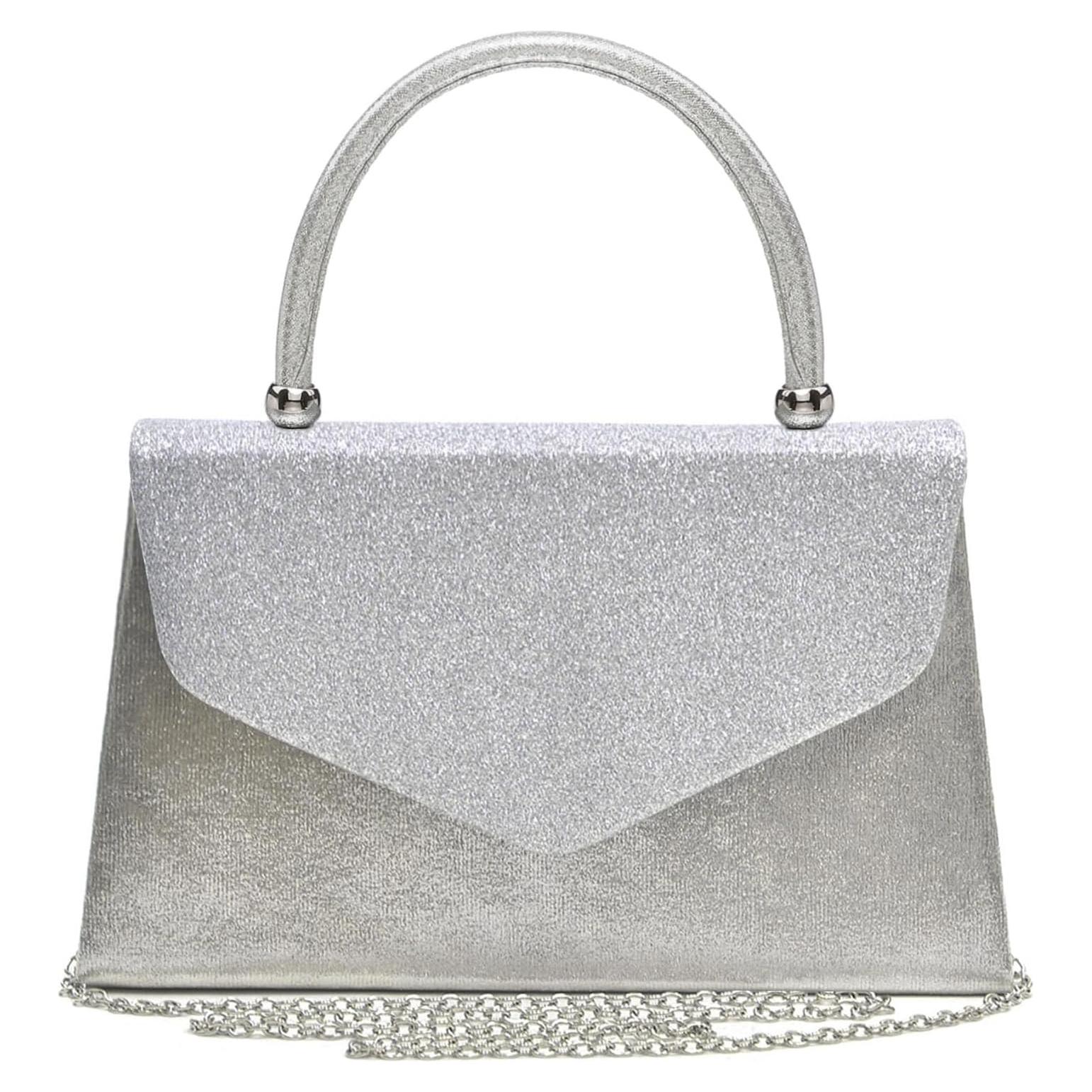 Bolso de Noche Dasein para Mujeres Plateado 21.6x12.7cm
