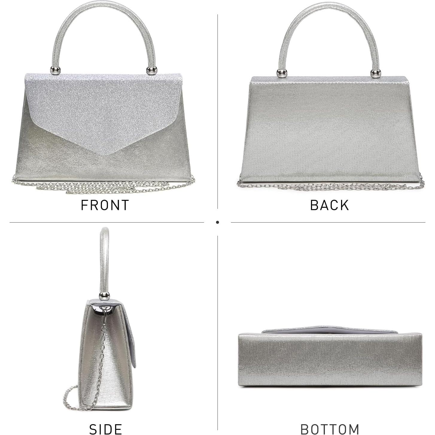 Bolso de Noche Dasein para Mujeres Plateado 21.6x12.7cm