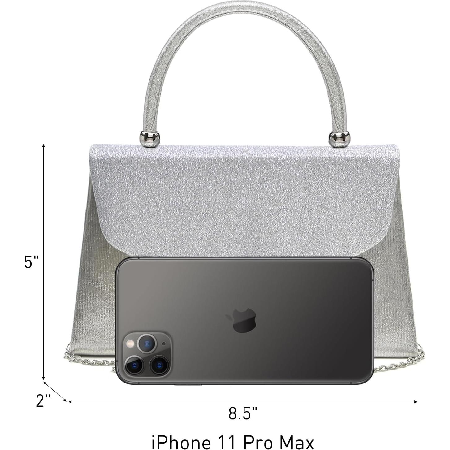 Bolso de Noche Dasein para Mujeres Plateado 21.6x12.7cm