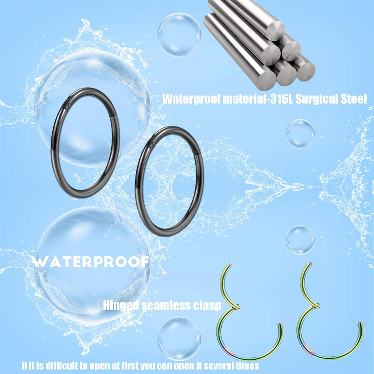 Set de 5 Aros Nasales Lantine Acero Quirúrgico 16G 6mm