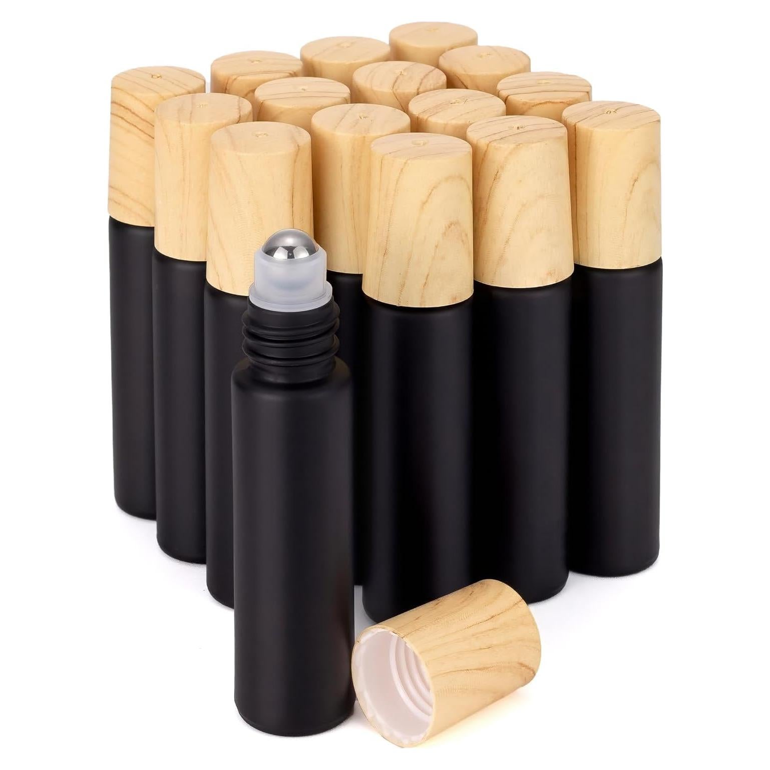 Botellas de Rodillo de Vidrio Ellbest 10ml 16 Piezas Negro