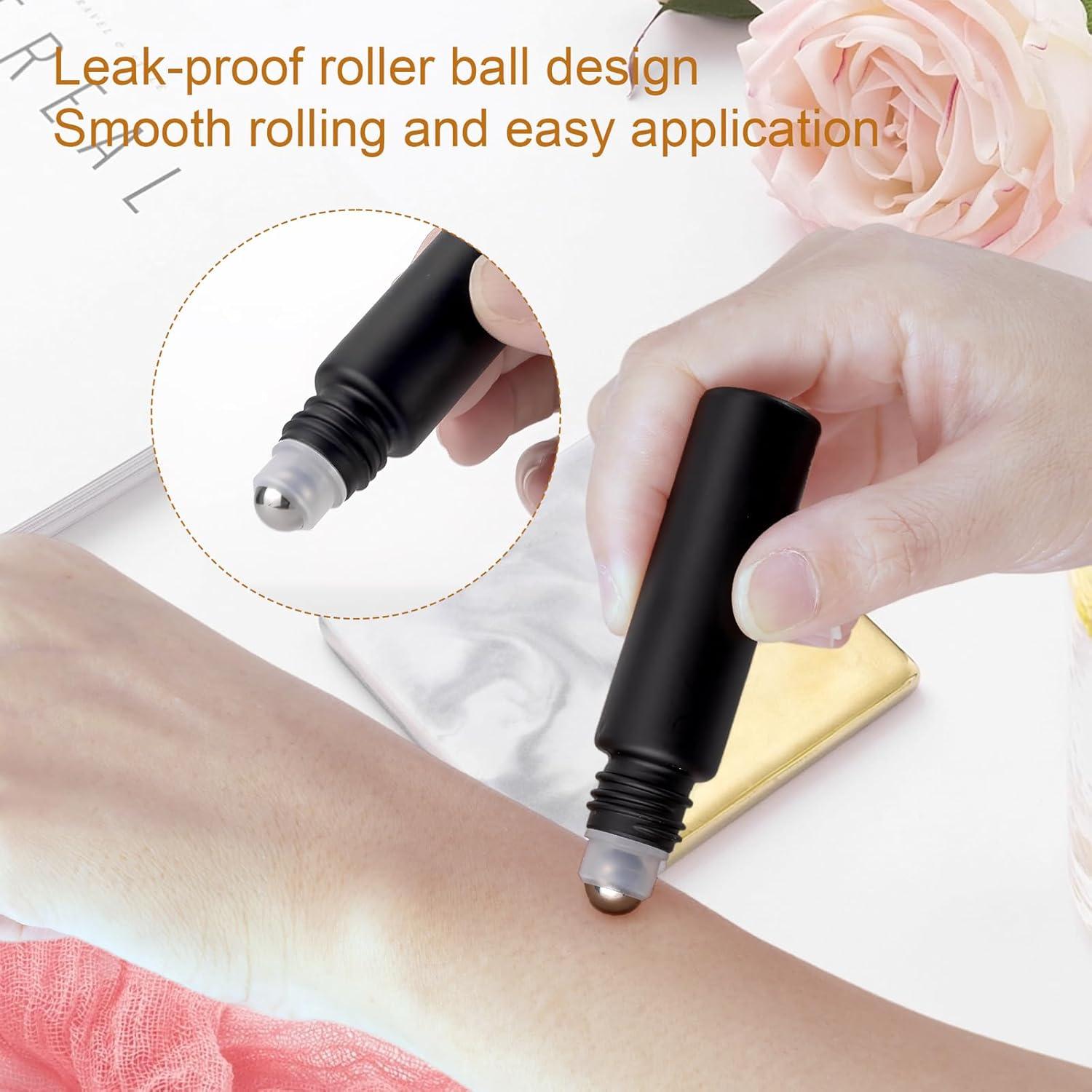 Botellas de Rodillo de Vidrio Ellbest 10ml 16 Piezas Negro