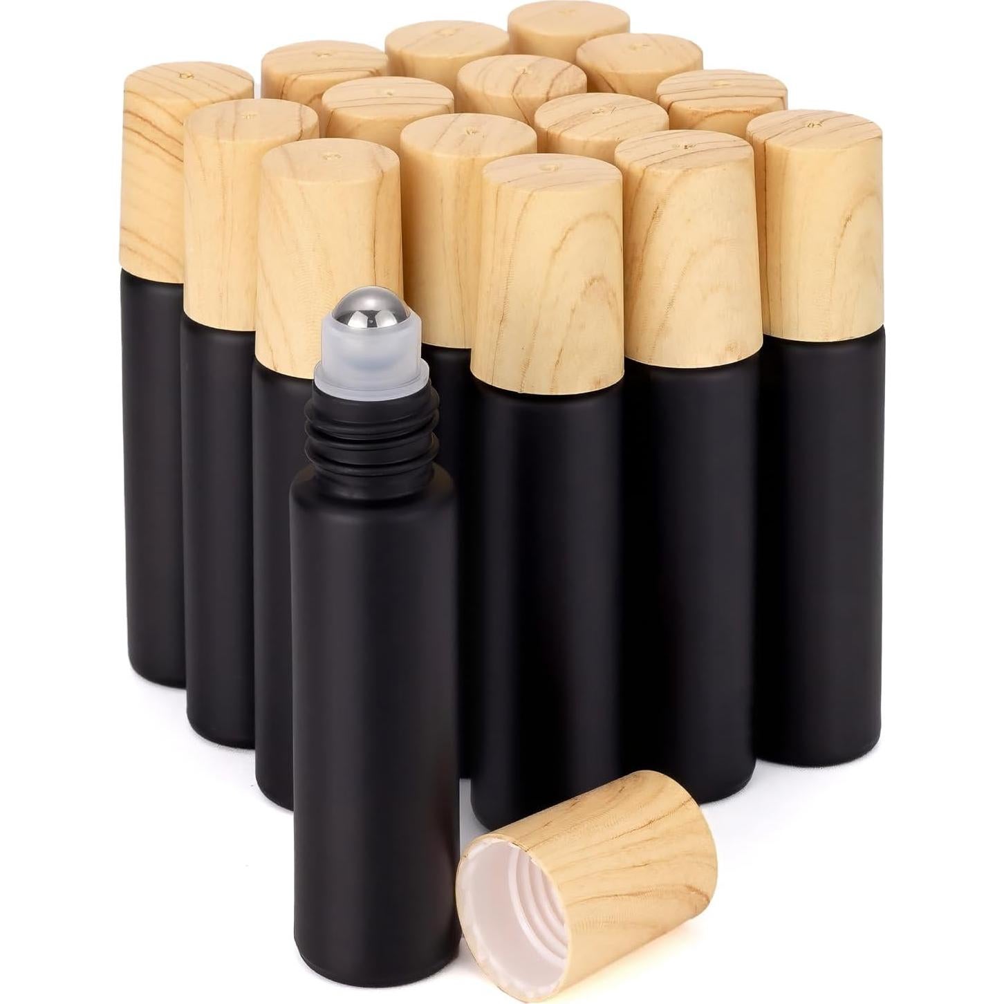 Botellas de Rodillo de Vidrio Ellbest 10ml 16 Piezas Negro