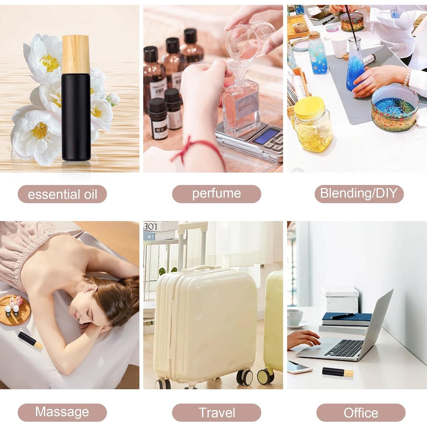 Botellas de Rodillo de Vidrio Ellbest 10ml 16 Piezas Negro