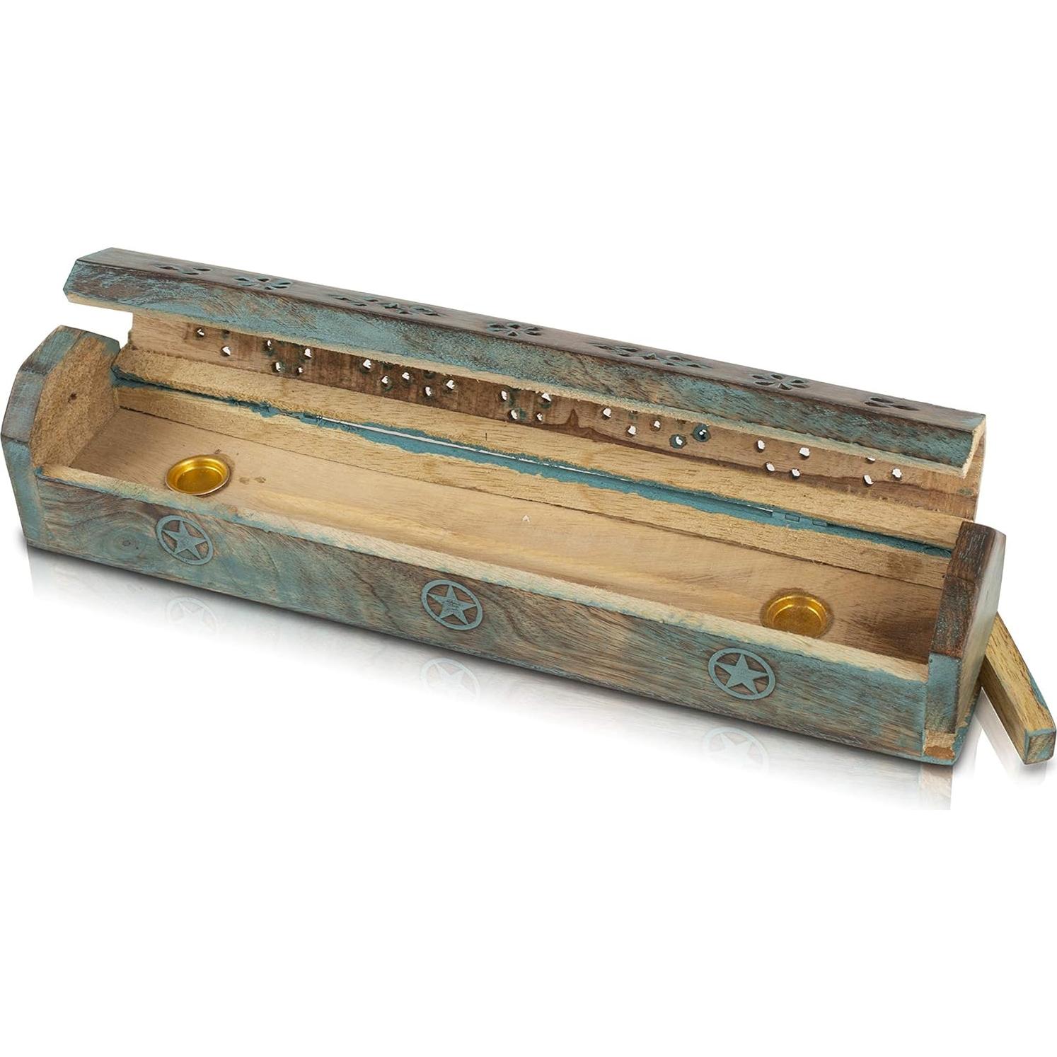 Soporte de Incienso de Madera de Mango Ecológico Azul 30.48 cm