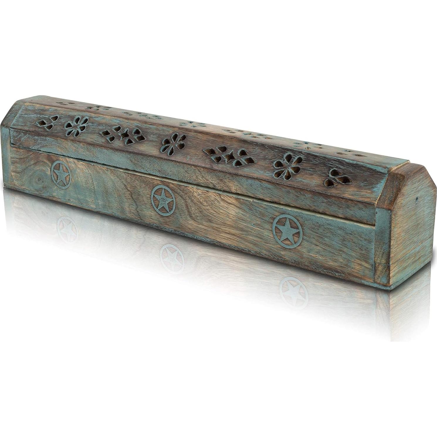 Soporte de Incienso de Madera de Mango Ecológico Azul 30.48 cm