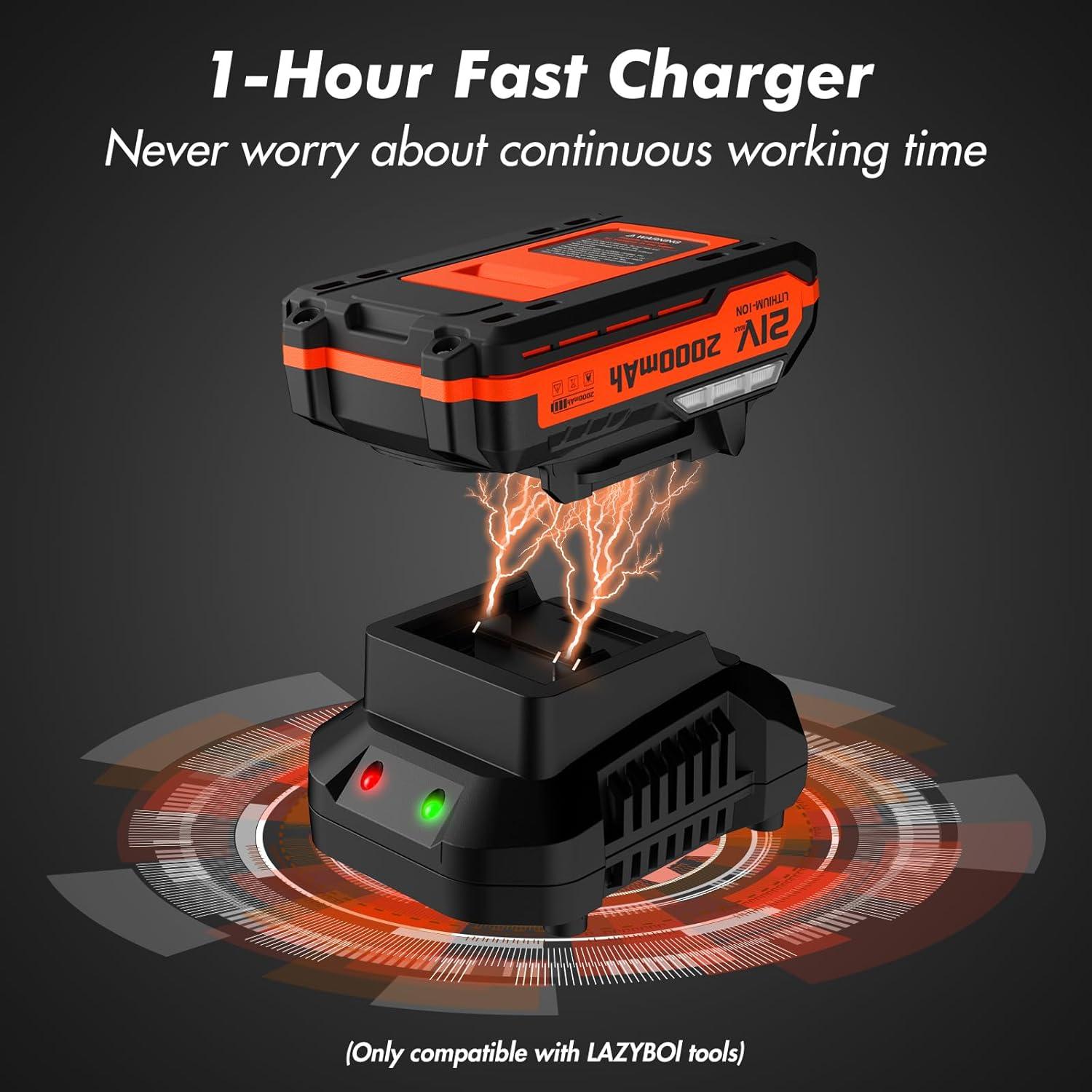 Soplador de Hojas Inalámbrico LAZYBOI 21V 2 Baterías 2.0Ah