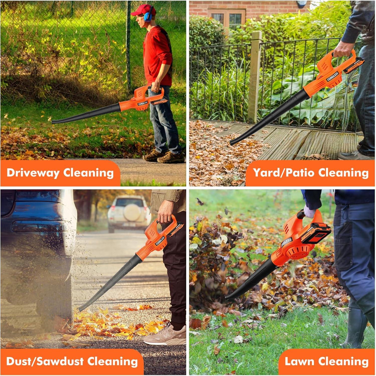 Soplador de Hojas Inalámbrico LAZYBOI 21V 2 Baterías 2.0Ah