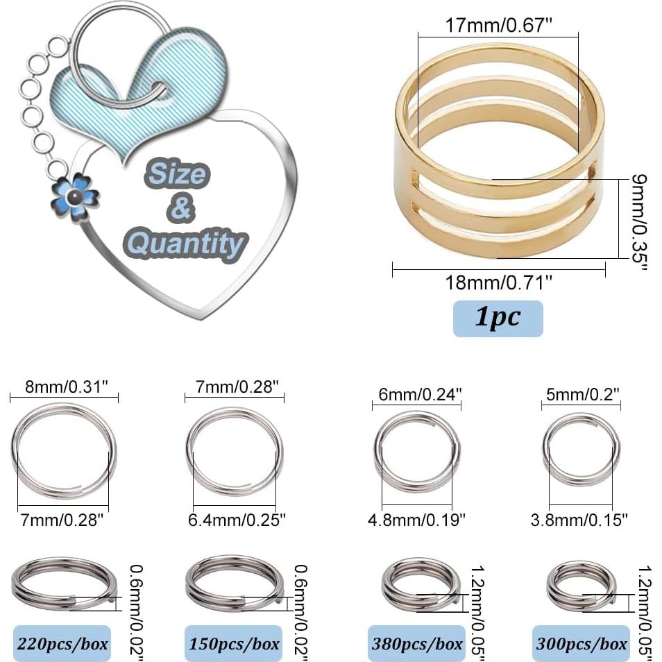 Anillos de Separación Acero Inoxidable PH PandaHall 1120 Pcs 5-8mm