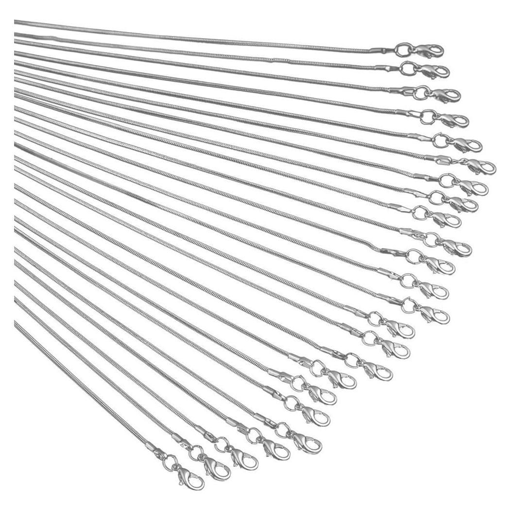 Collar de Cadenas de Serpiente 24pcs Plata de Ley 925 40.64 cm