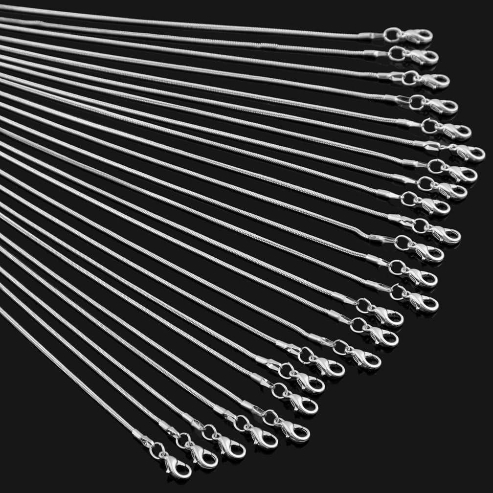 Collar de Cadenas de Serpiente 24pcs Plata de Ley 925 40.64 cm