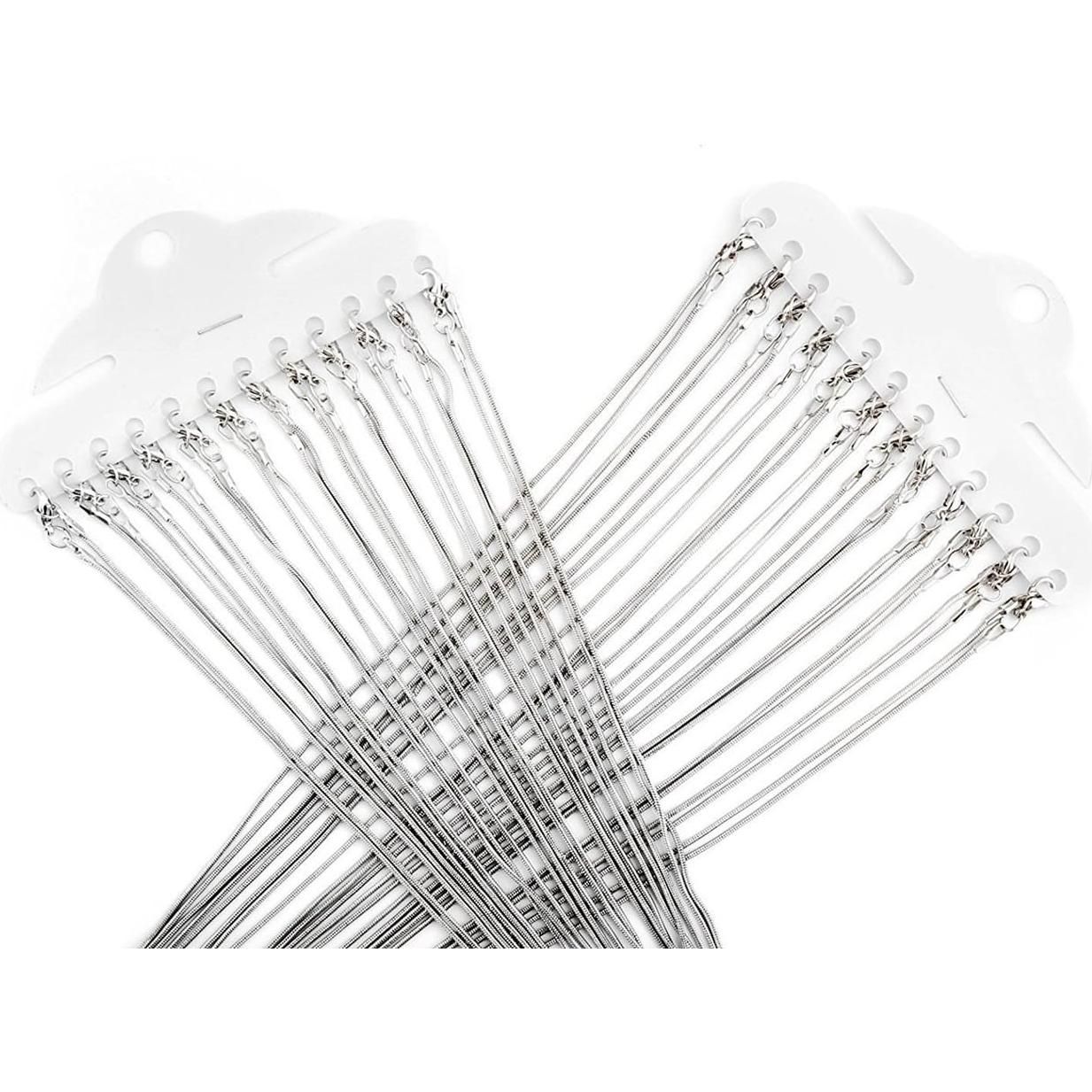 Collar de Cadenas de Serpiente 24pcs Plata de Ley 925 40.64 cm