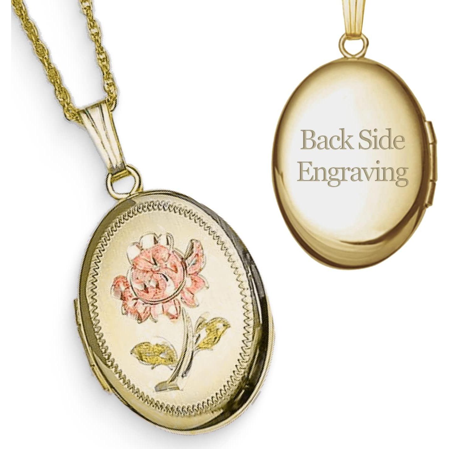 Collar Locket Personalizado Oro 14K PicturesOnGold 1.9x2.5cm