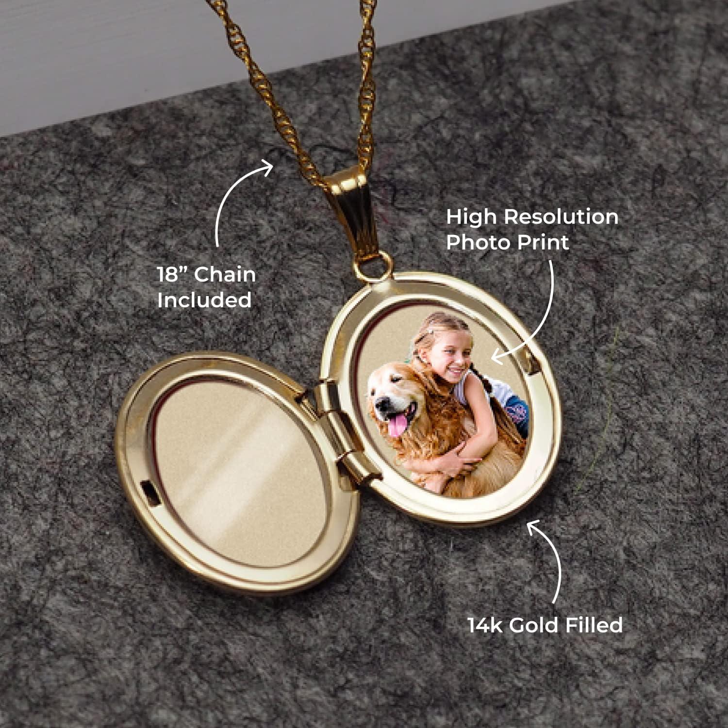 Collar Locket Personalizado Oro 14K PicturesOnGold 1.9x2.5cm