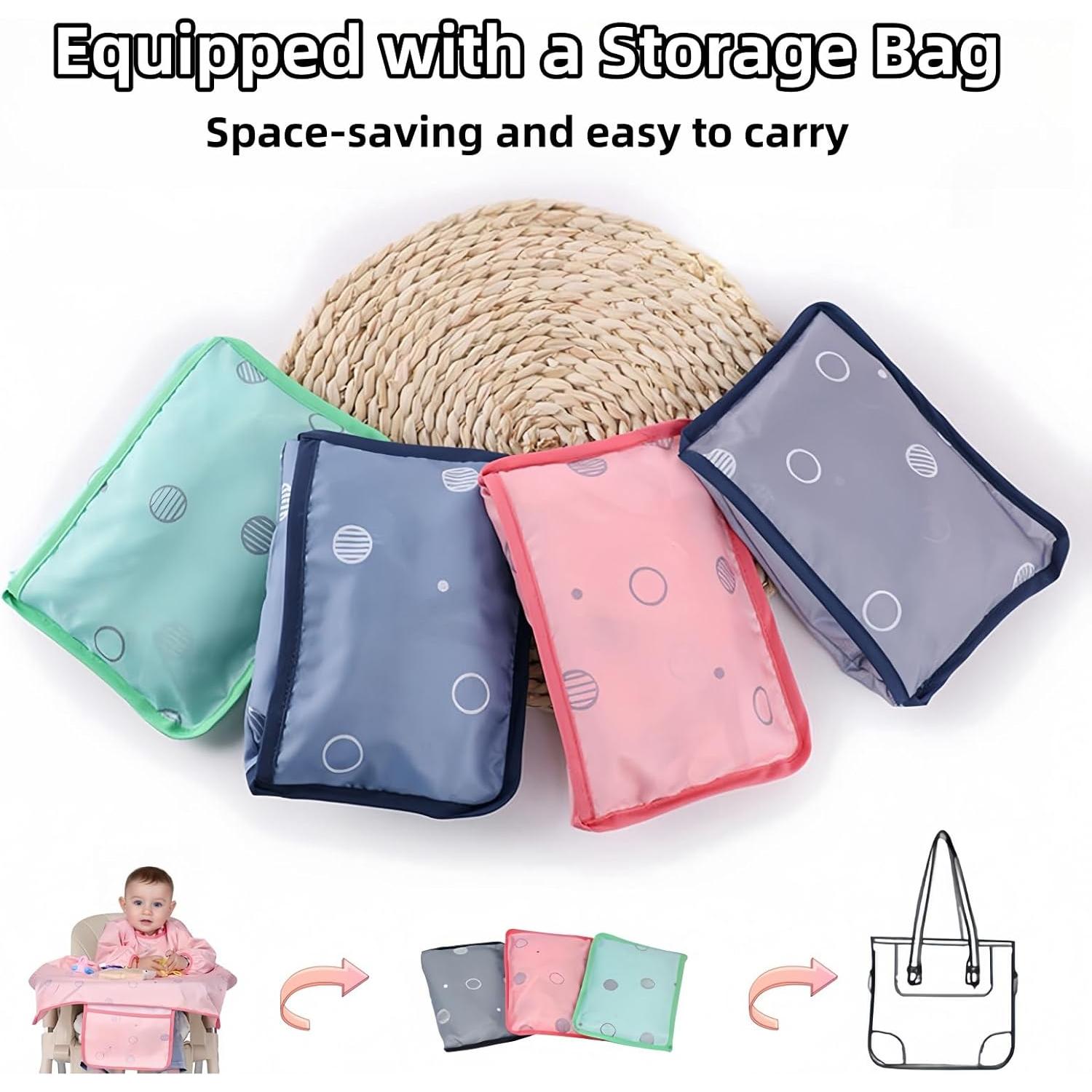 Babero de Comida MOTEERLLU para Bebés - Mangas Largas Azul