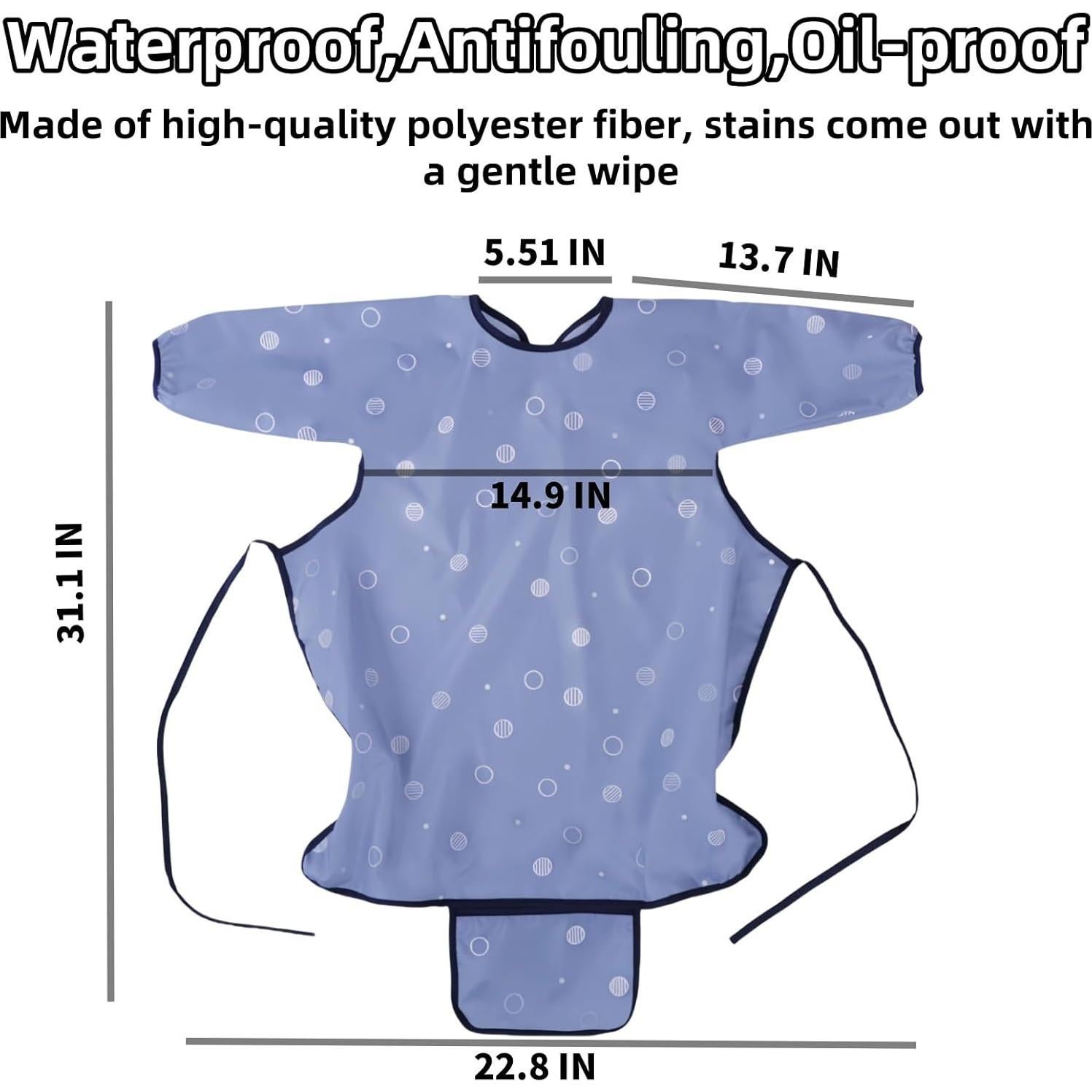 Babero de Comida MOTEERLLU para Bebés - Mangas Largas Azul