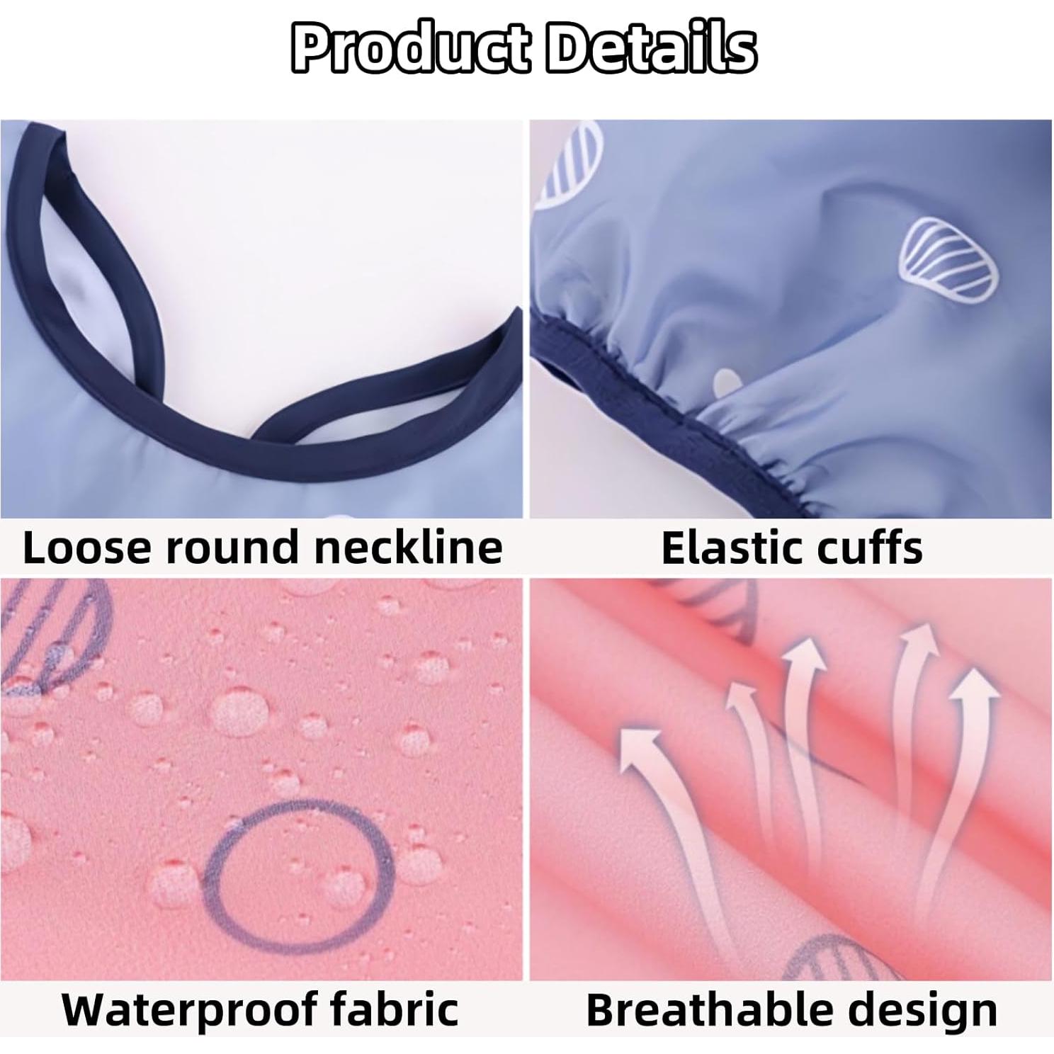 Babero de Comida MOTEERLLU para Bebés - Mangas Largas Azul