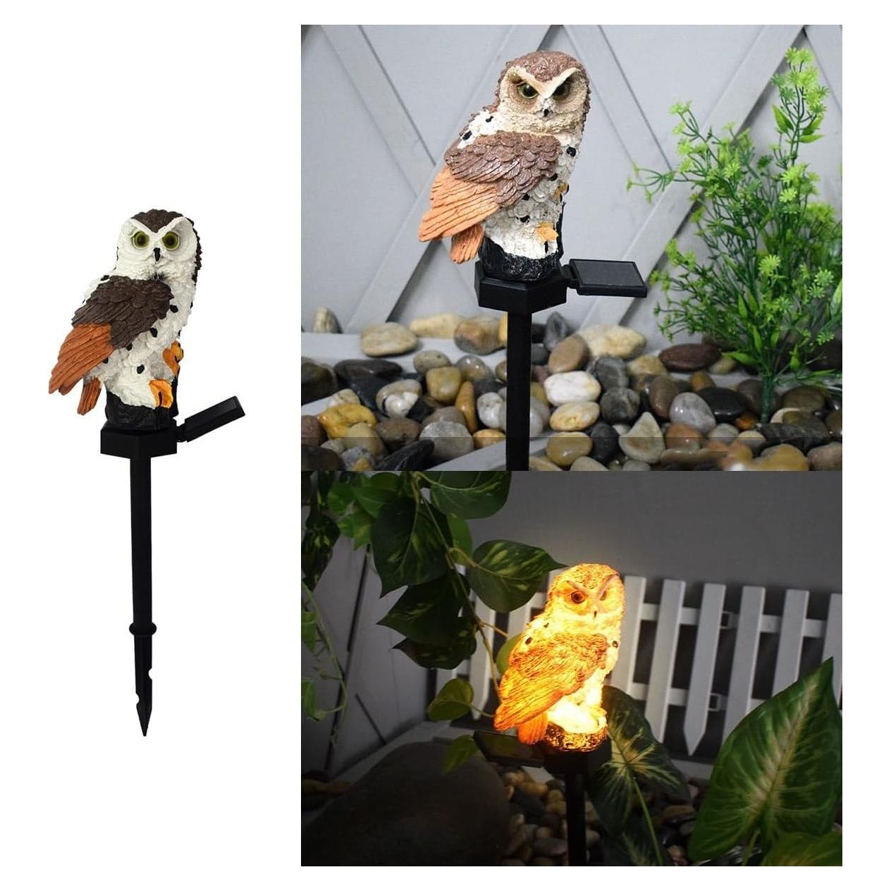 Figura de Búho Luz Solar Youfui para Jardín 14 cm Marrón