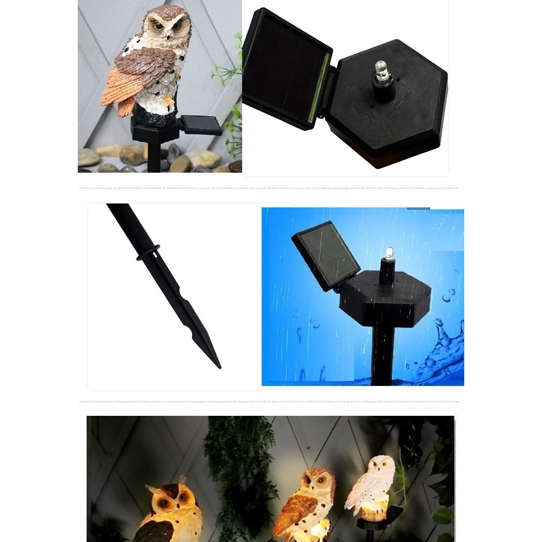 Figura de Búho Luz Solar Youfui para Jardín 14 cm Marrón