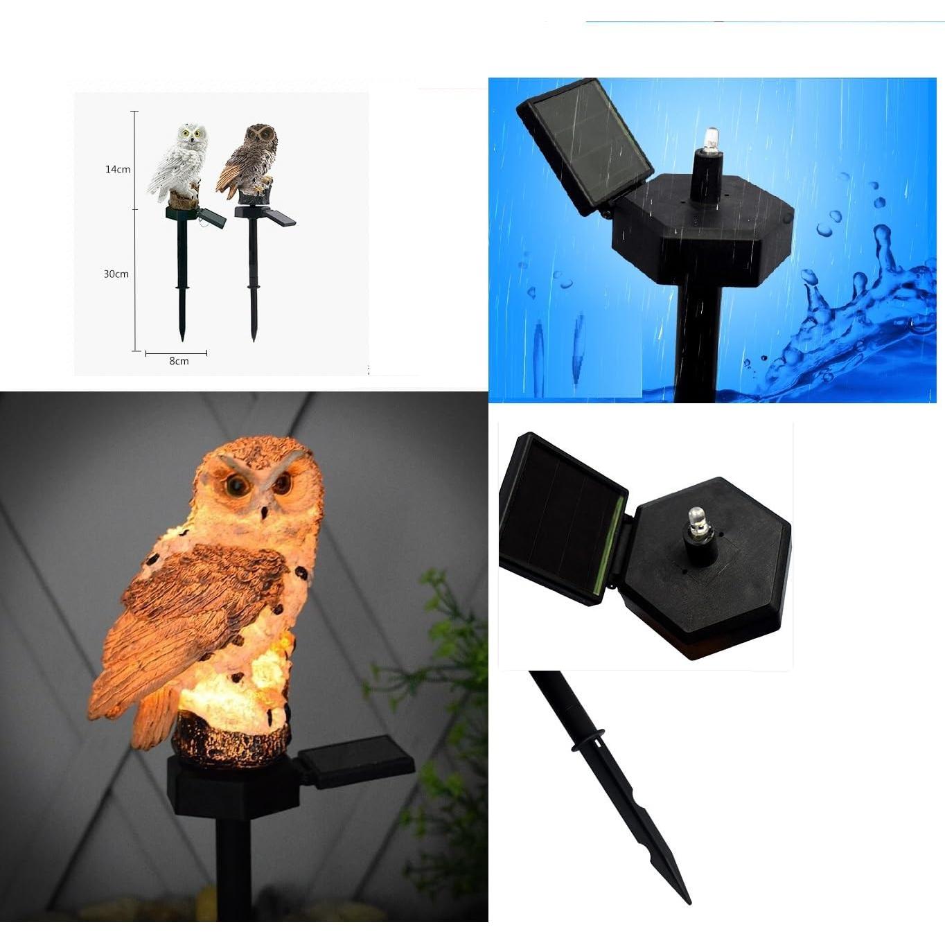 Figura de Búho Luz Solar Youfui para Jardín 14 cm Marrón