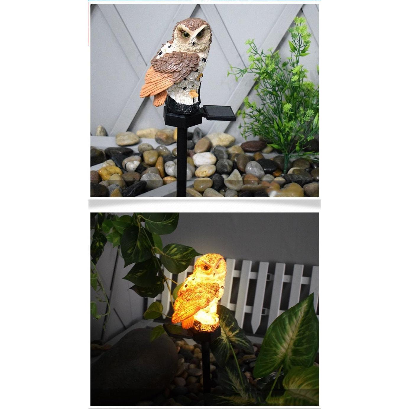 Figura de Búho Luz Solar Youfui para Jardín 14 cm Marrón