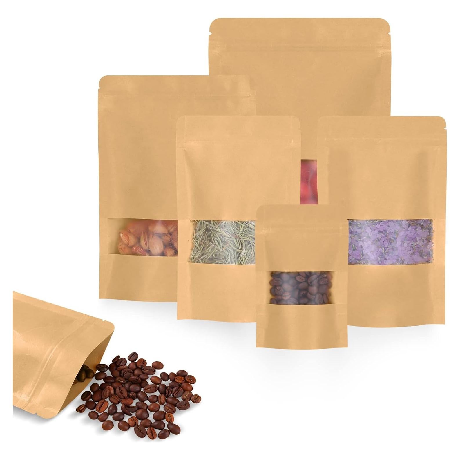 50 Bolsas de Kraft Reutilizables con Ventana 8.9x14 cm Larzack