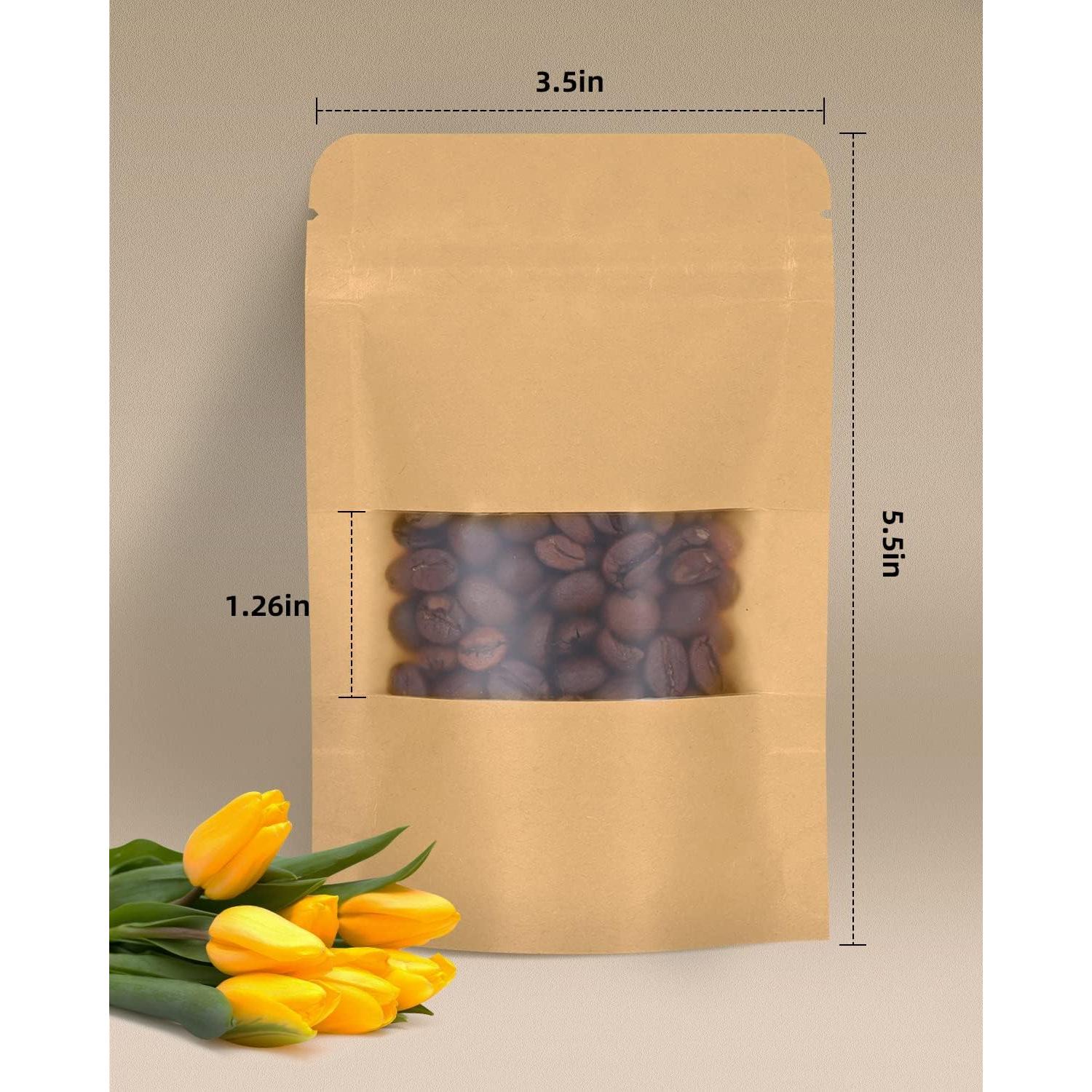 50 Bolsas de Kraft Reutilizables con Ventana 8.9x14 cm Larzack