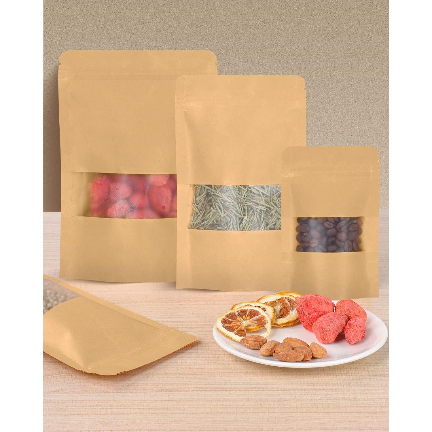 50 Bolsas de Kraft Reutilizables con Ventana 8.9x14 cm Larzack