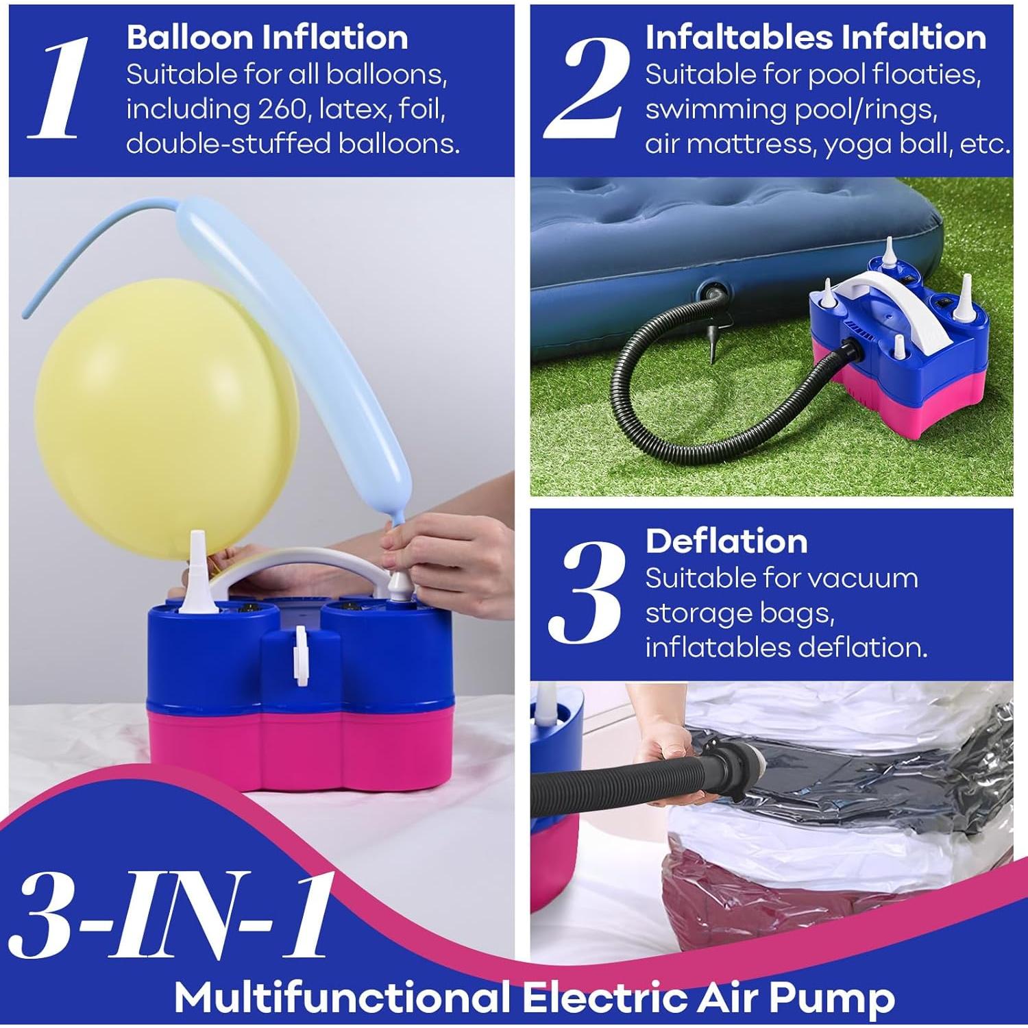 Bomba de aire eléctrica 3 en 1 Togvu para globos y flotadores