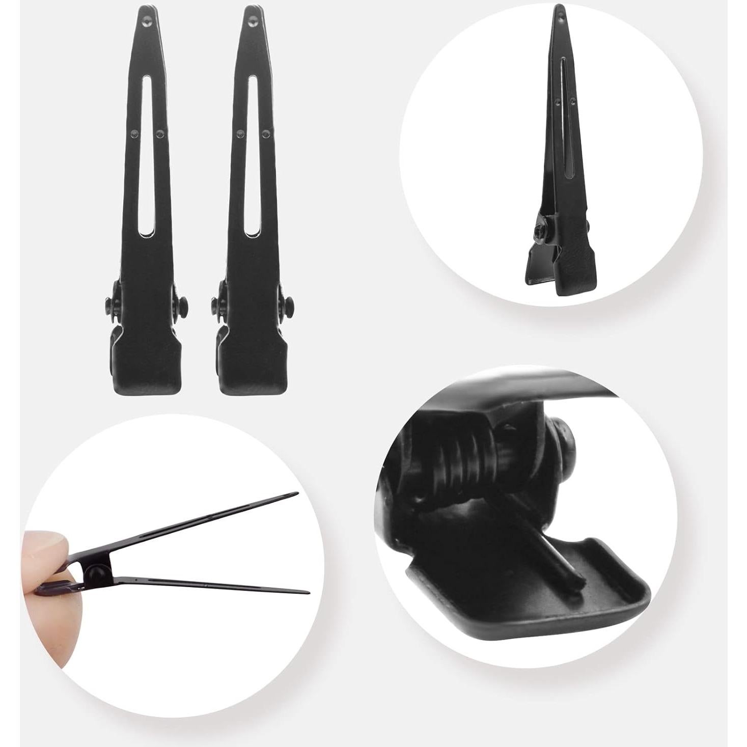 50 Clips de Pelo de Cocodrilo Aylifu Negros 44.5mm Metal