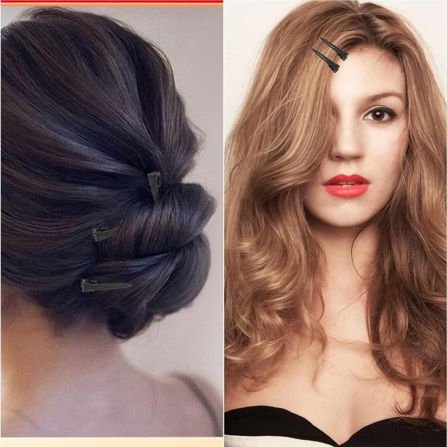 50 Clips de Pelo de Cocodrilo Aylifu Negros 44.5mm Metal