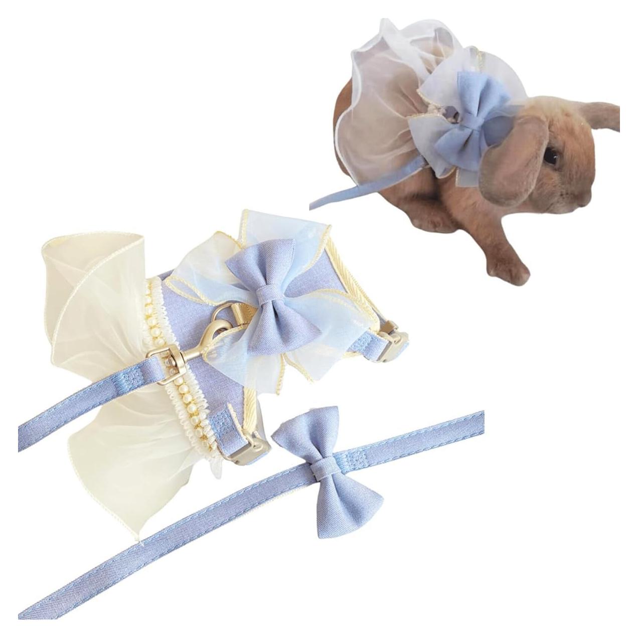 Arnés y correa para conejos Copfeu S Azul malla transpirable