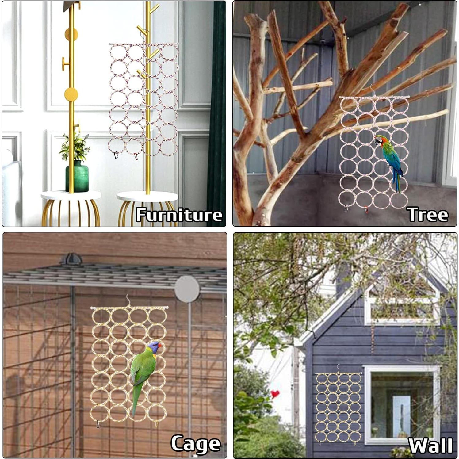 Red de Cuerda de Cáñamo para Aves BNOSDM - 2 Paquetes 36.5x63 cm