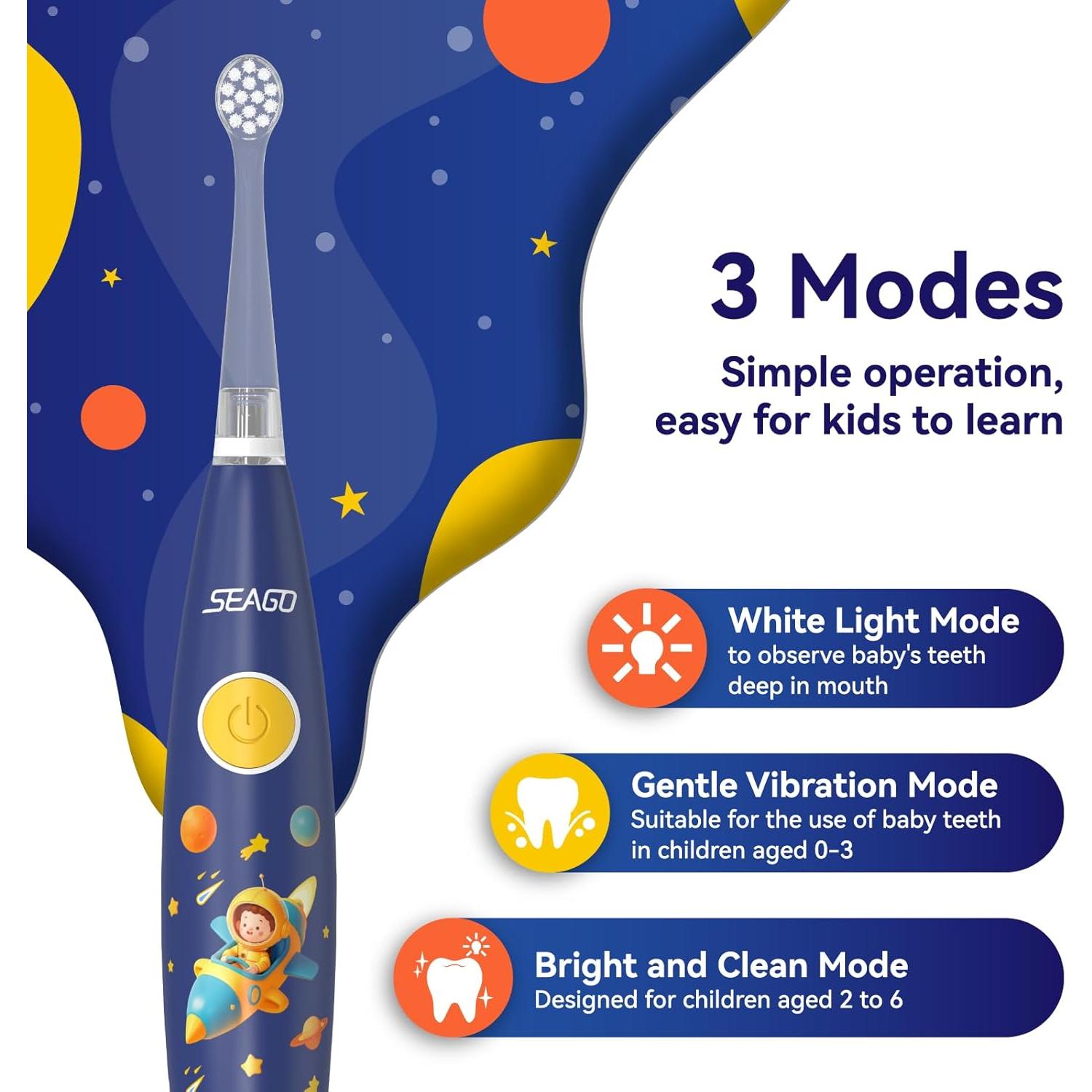 Cepillo de Dientes Eléctrico SEAGO SG-2159 para Niños 2-4 Años