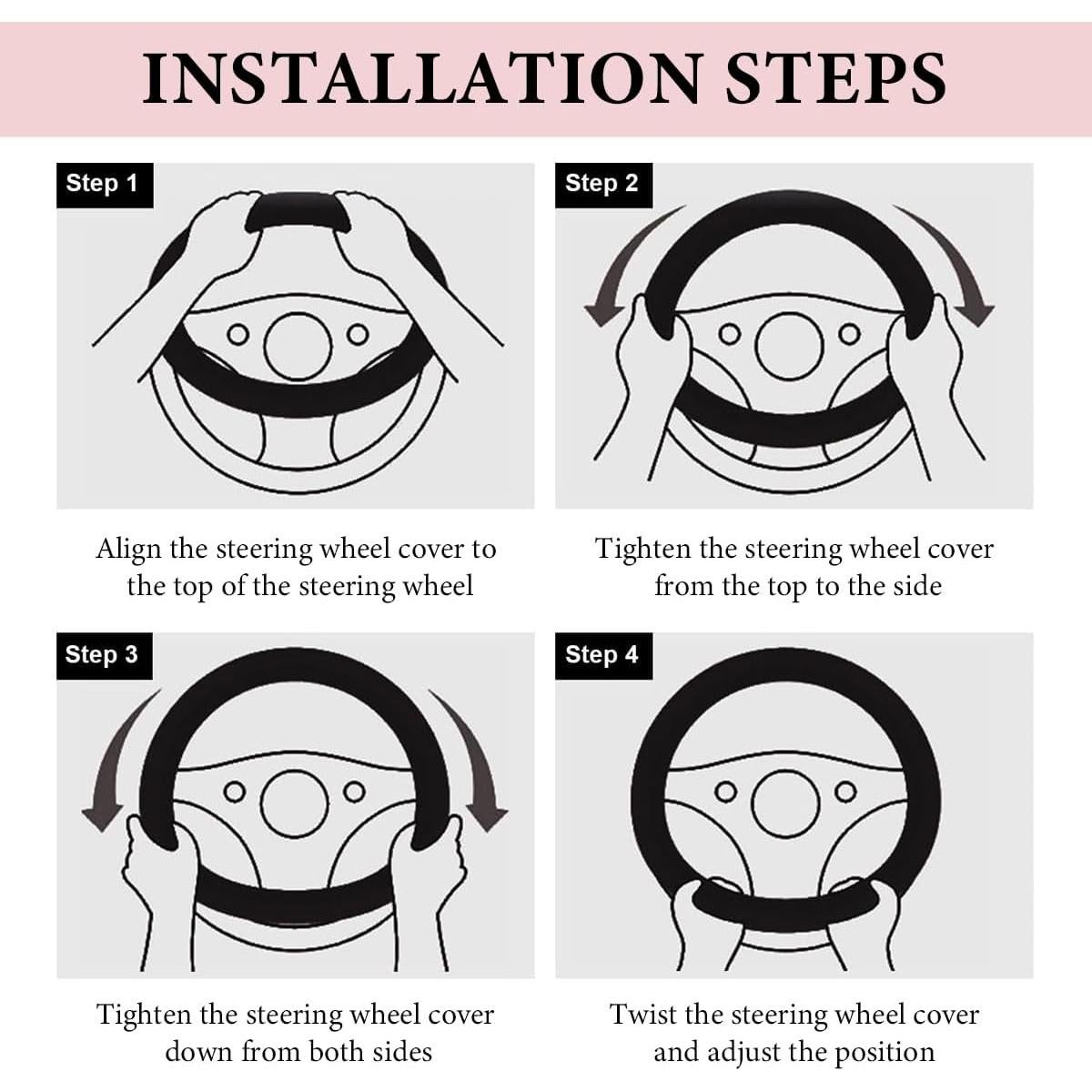 Cubierta de Volante de Auto MUQIDA Fluffy 38 cm Antideslizante