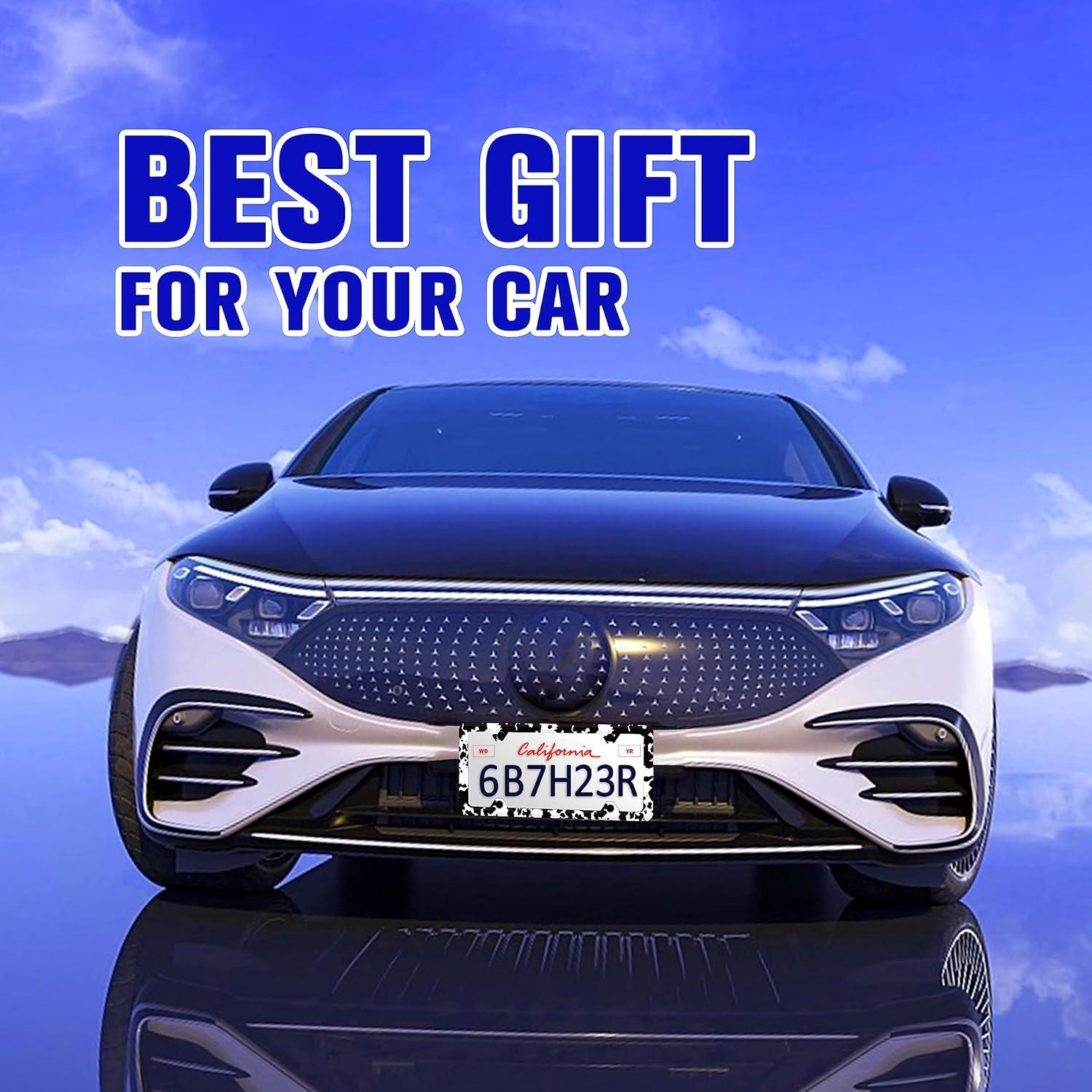 Marco de Placa de Licencia RTINRAN Vaca Negra y Blanca 30.5x15.2 cm