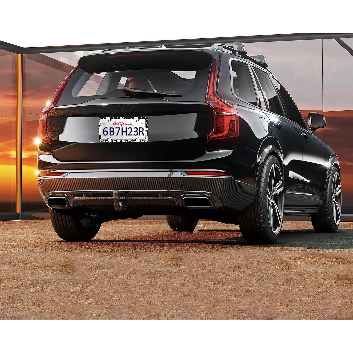 Marco de Placa de Licencia RTINRAN Vaca Negra y Blanca 30.5x15.2 cm