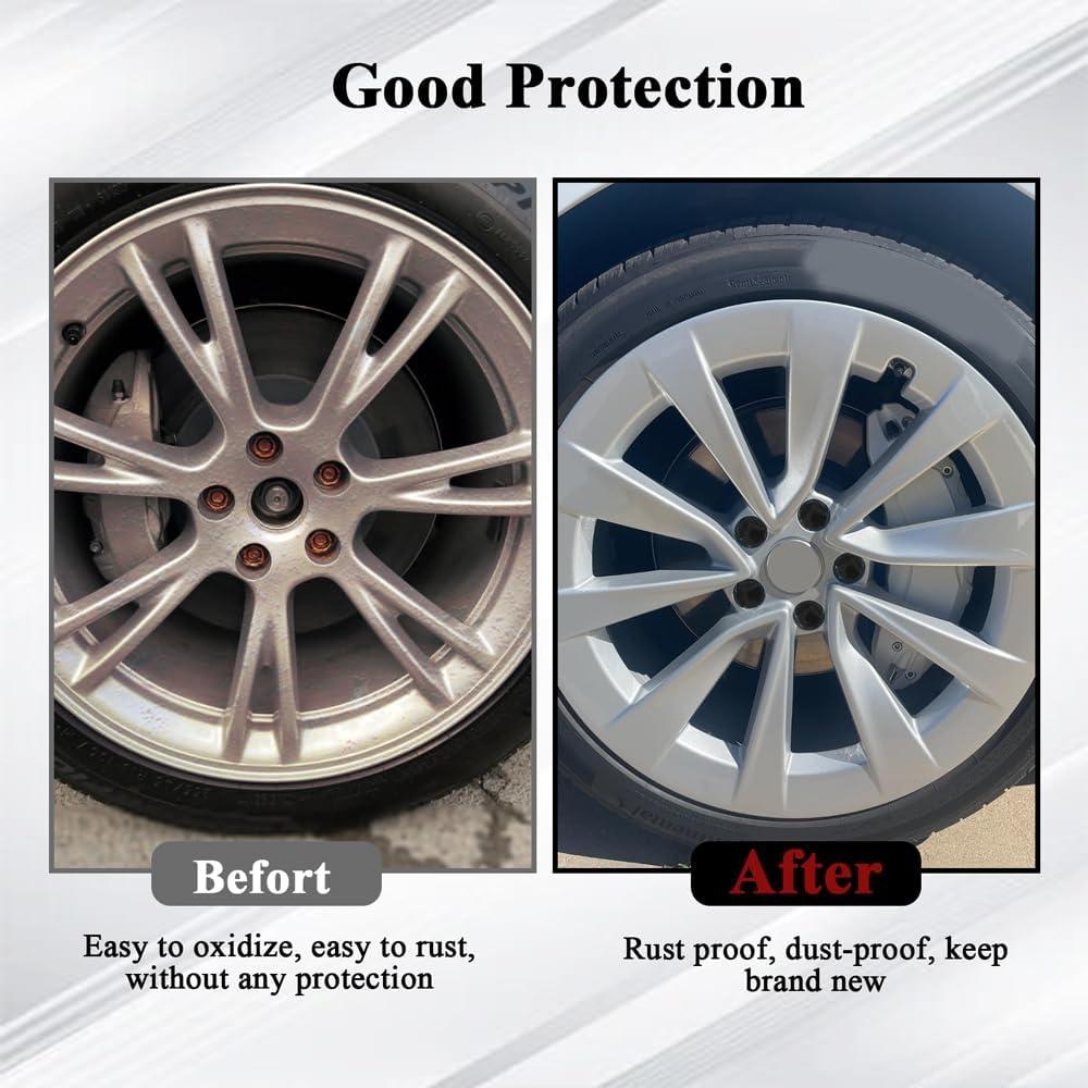 20 Cubiertas de Tuercas de Rueda QZTYTY 17mm Negro con Herramienta