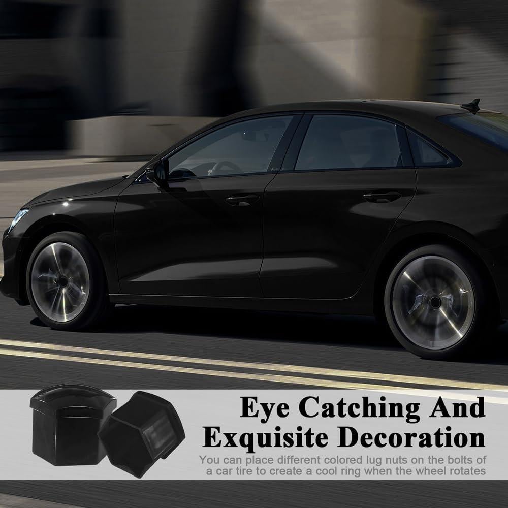 20 Cubiertas de Tuercas de Rueda QZTYTY 17mm Negro con Herramienta