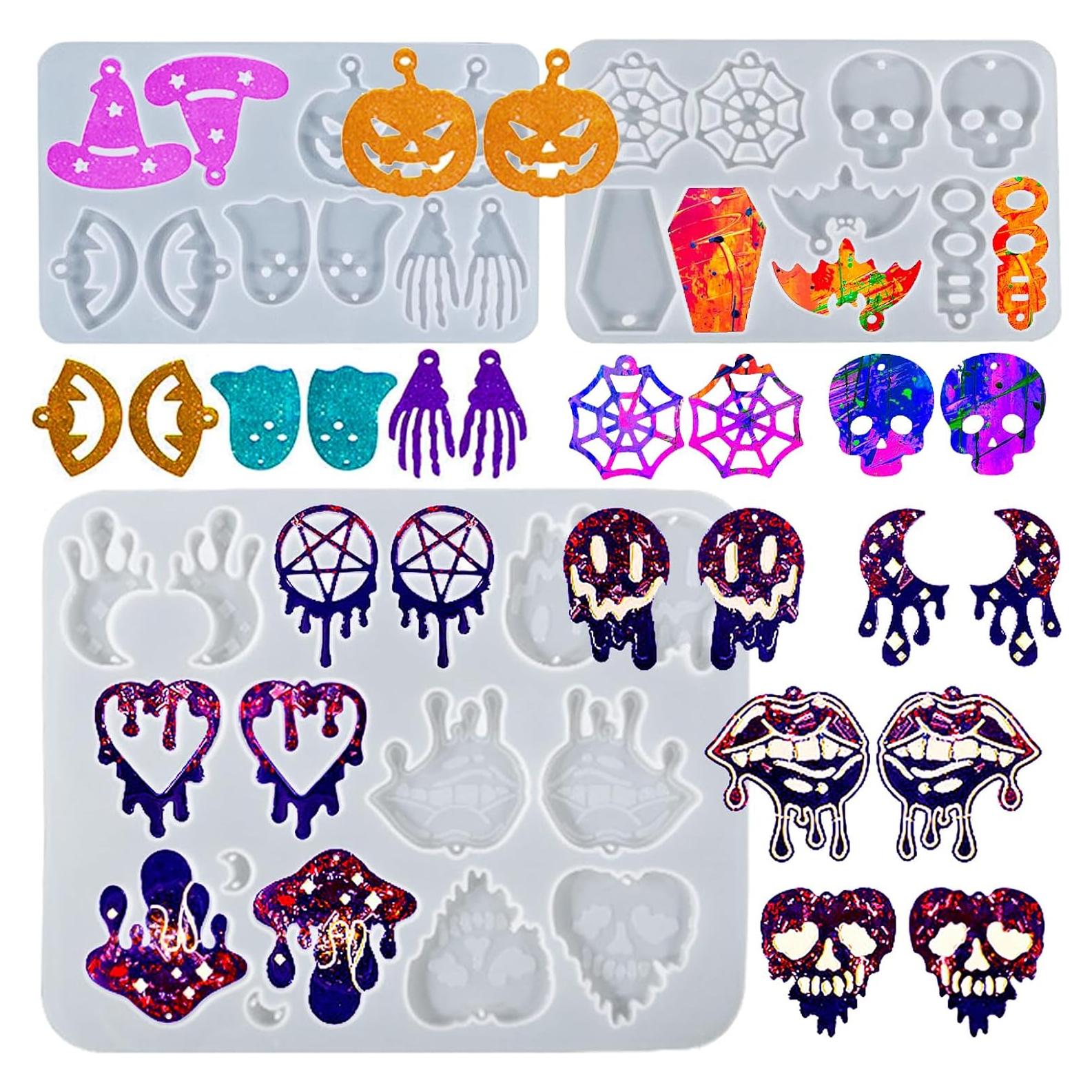 Moldes de Aretes de Resina Halloween Wehous 3 Piezas Silicona