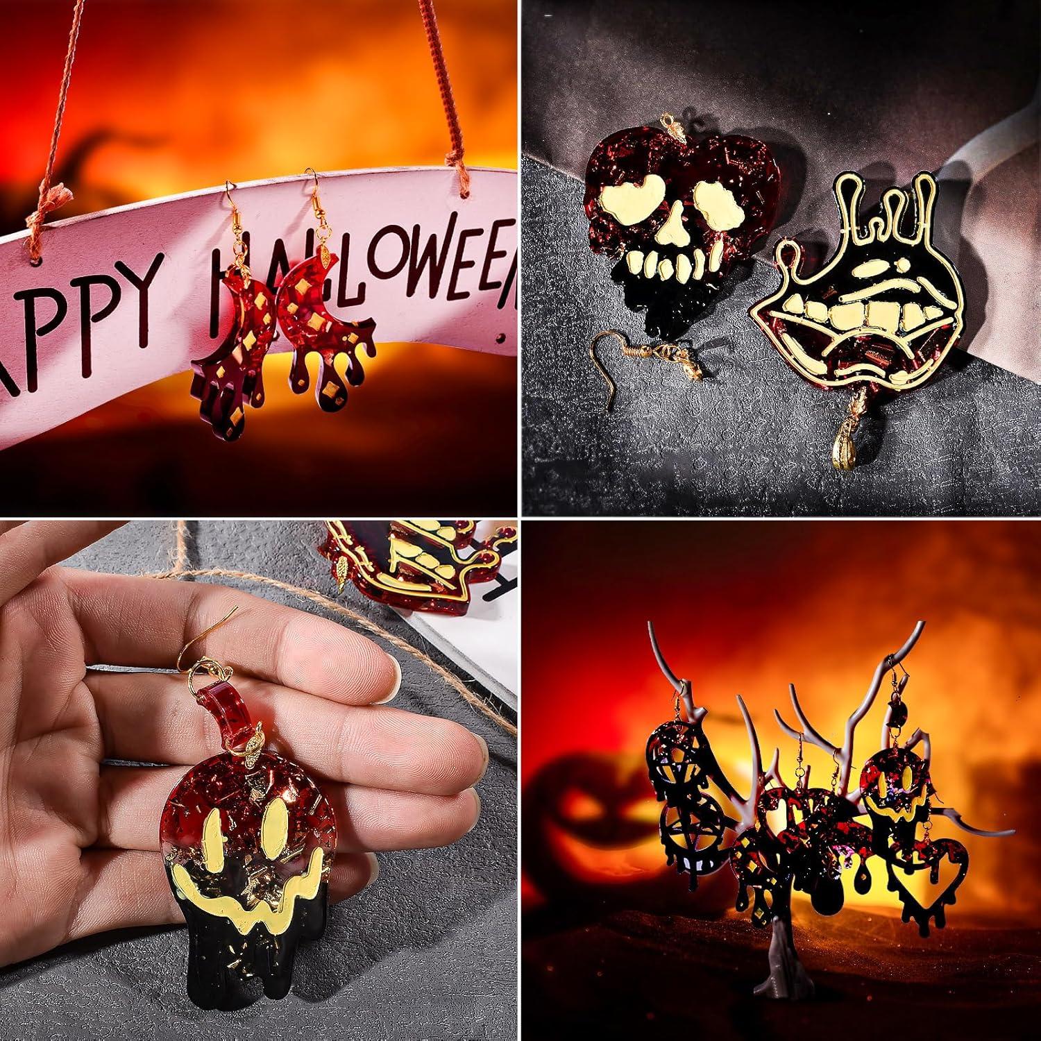 Moldes de Aretes de Resina Halloween Wehous 3 Piezas Silicona