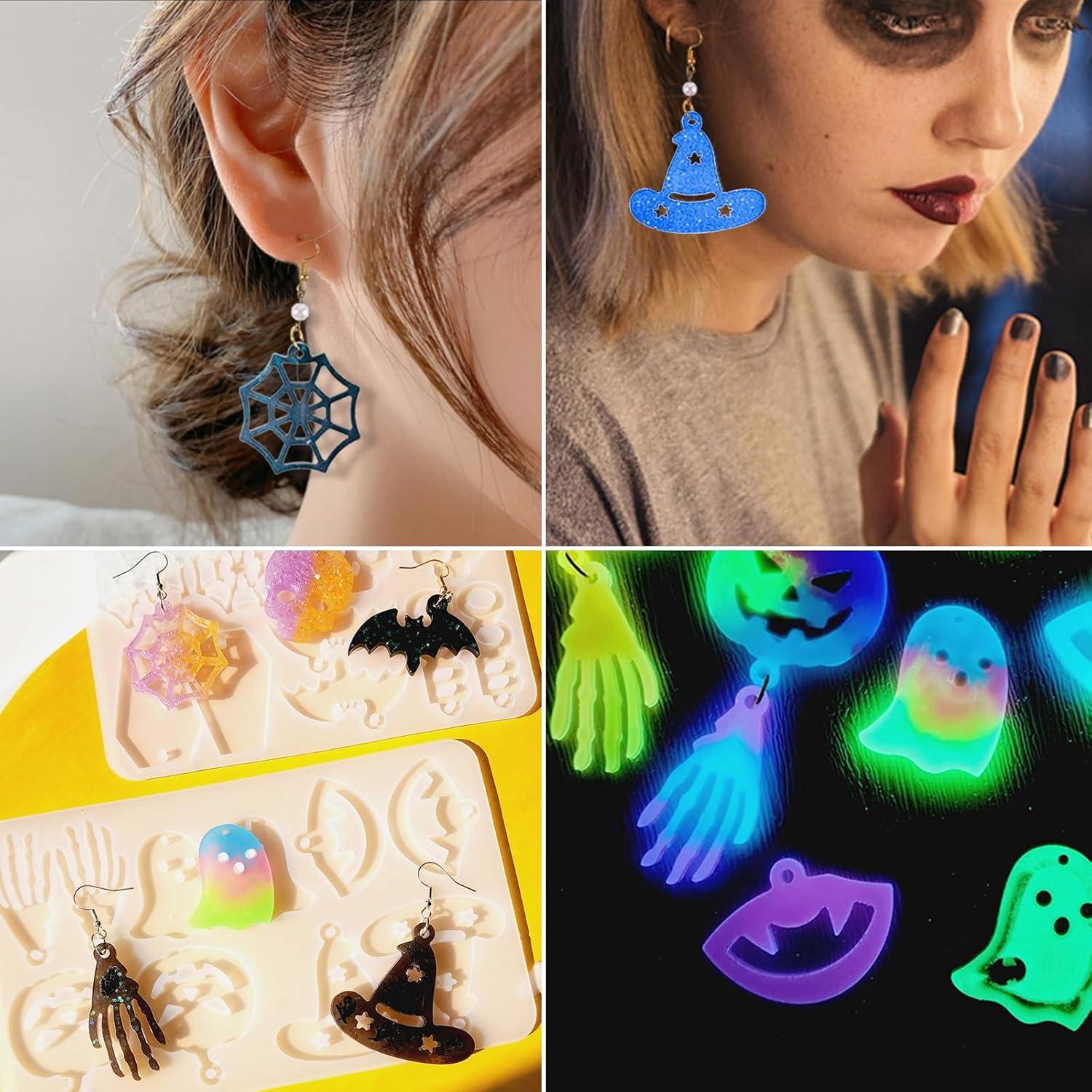 Moldes de Aretes de Resina Halloween Wehous 3 Piezas Silicona