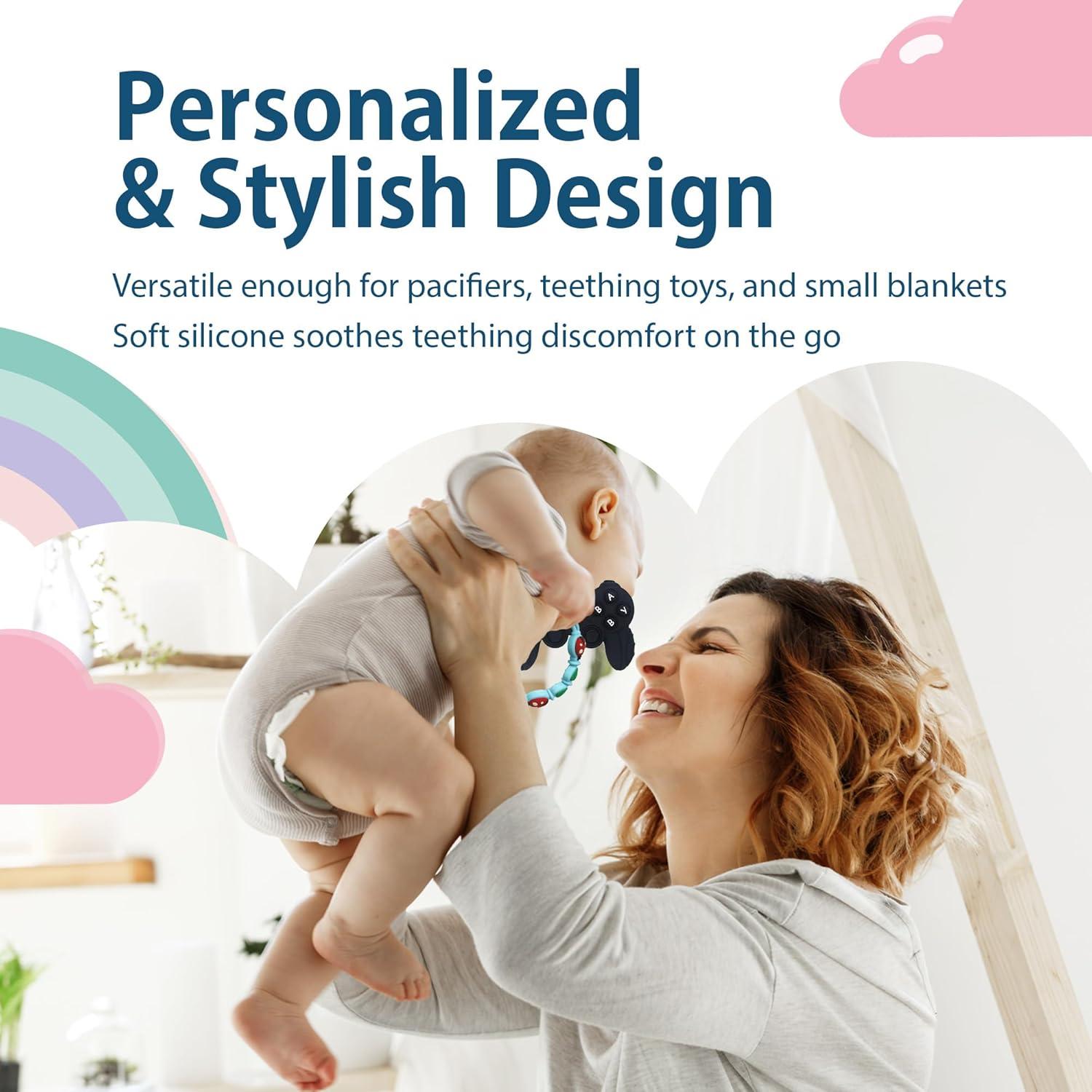 Clip de Chupete de Silicona Azul - Personalizable, Libre de BPA