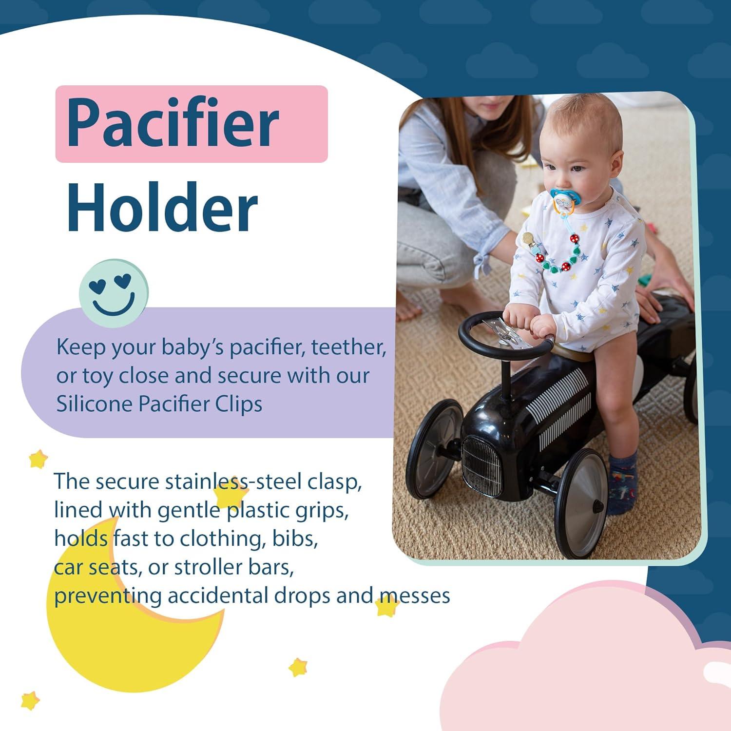 Clip de Chupete de Silicona Azul - Personalizable, Libre de BPA