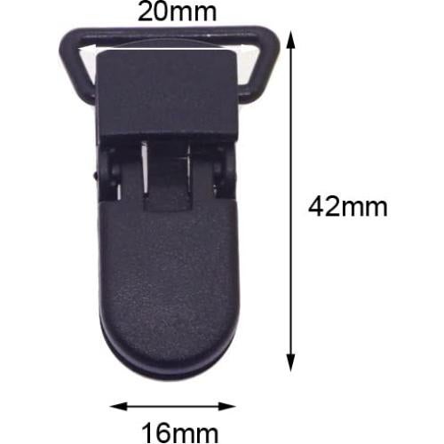 25 Clips de Chupete Plástico Negro Sutoyuen para Bebés