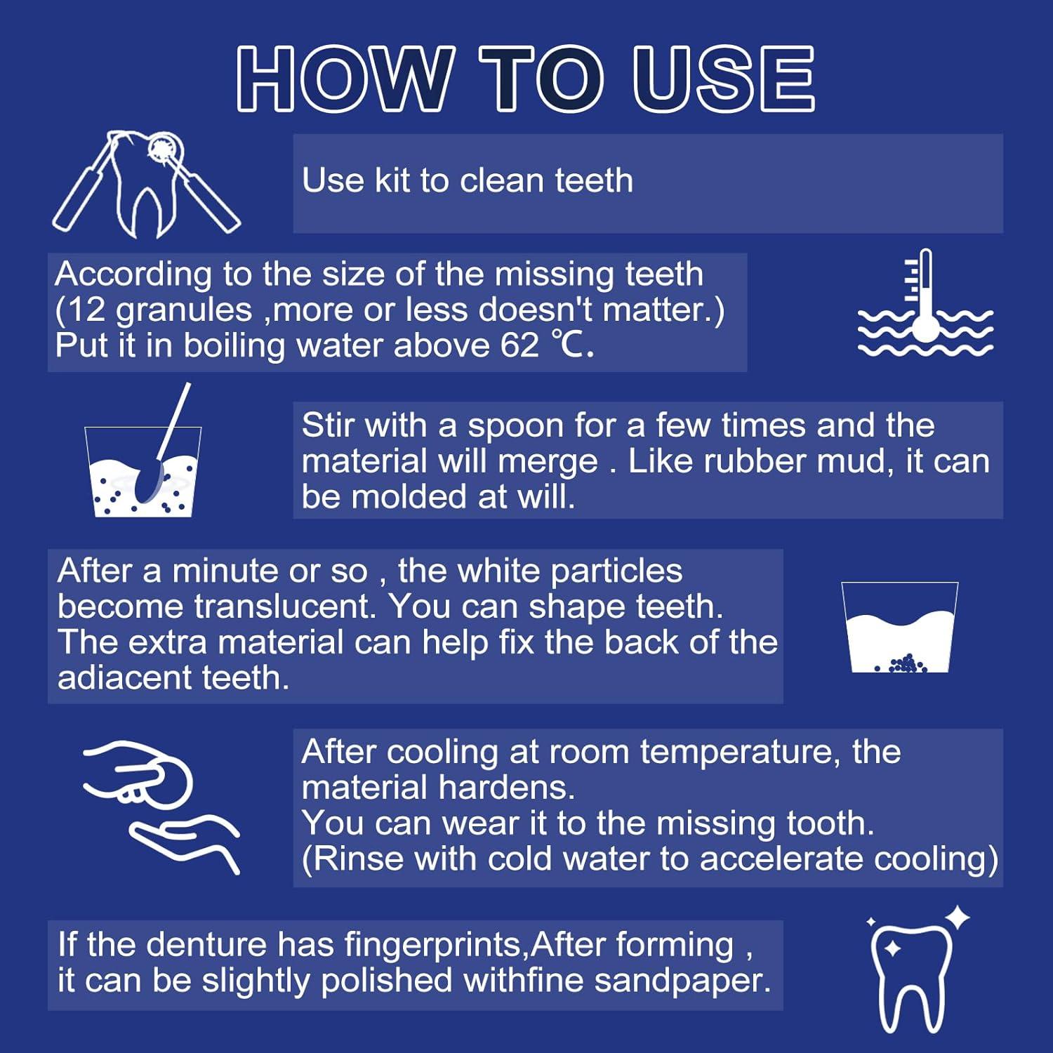 Kit de Reparación Dental WALEJUC con 4 Herramientas y Perlas