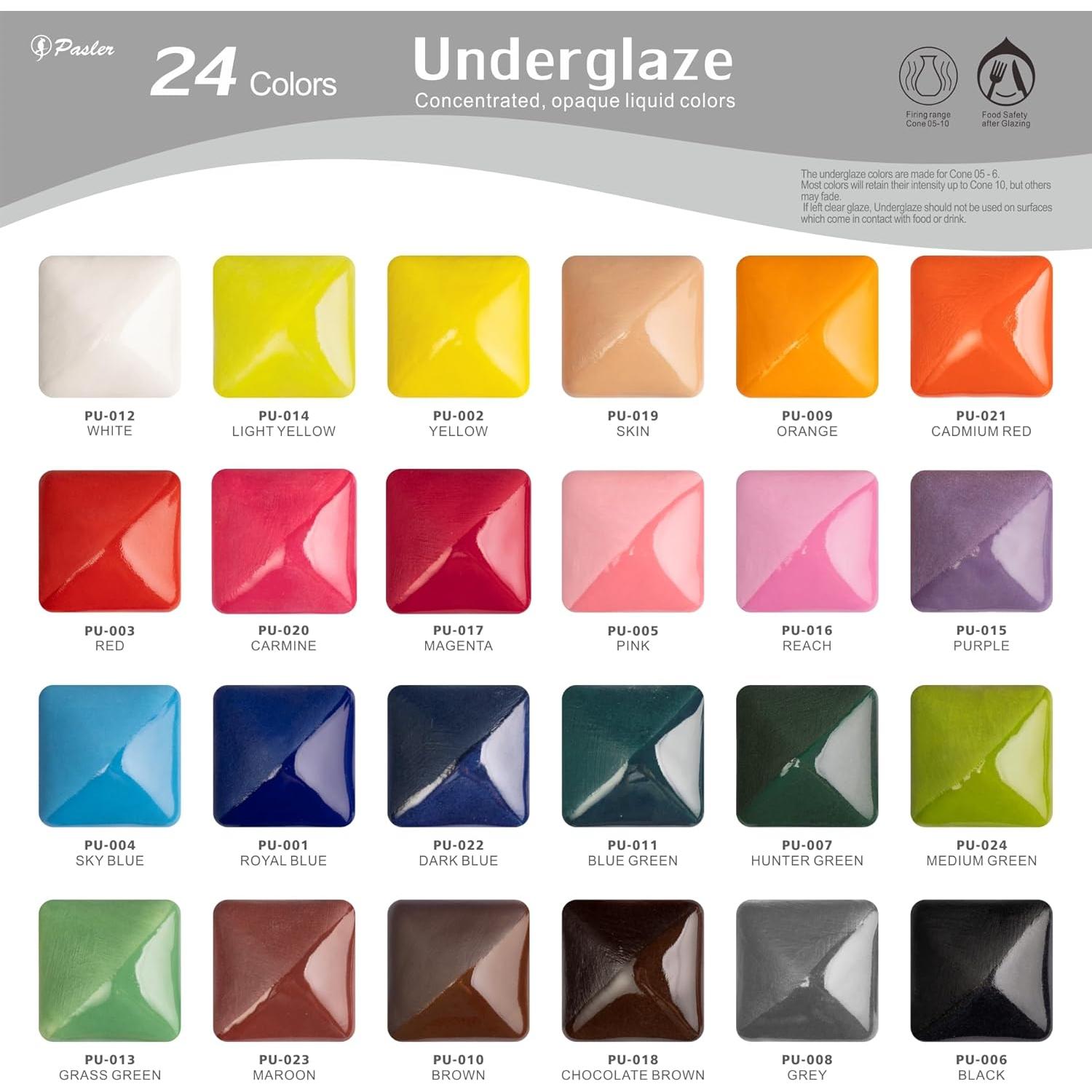 Juego de subglaseado Pasler 24 colores para cerámica 70ml